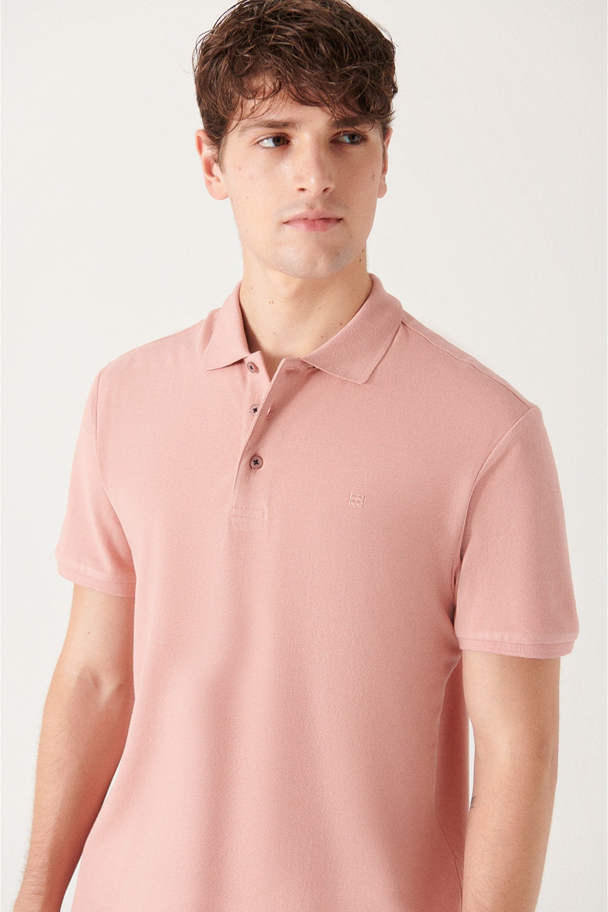 Men's Dried Rose 100% Cotton Breathable Standard Fit Normal Cut Polo Neck T-shirt E001004