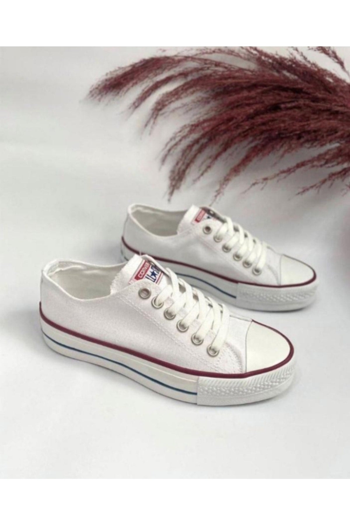 White Short Linen Converse Shoes