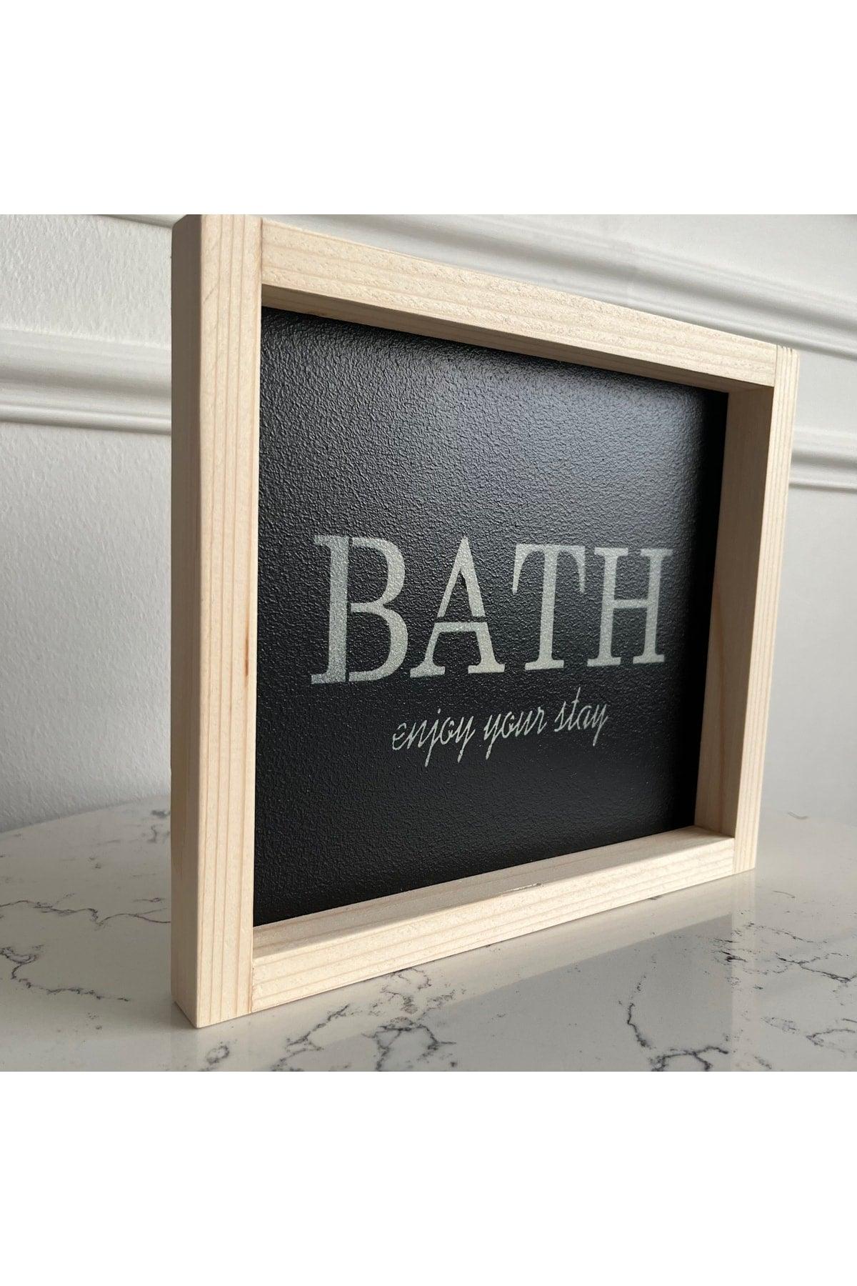 Wooden Natural Frame Black Bathroom Table ( Bath ) - Swordslife