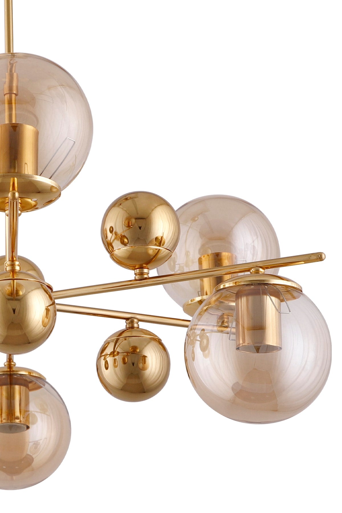 Salkım 6-Piece Gold Yellow Honey Glass Pendant Lamp Chandelier - Çakır Avize