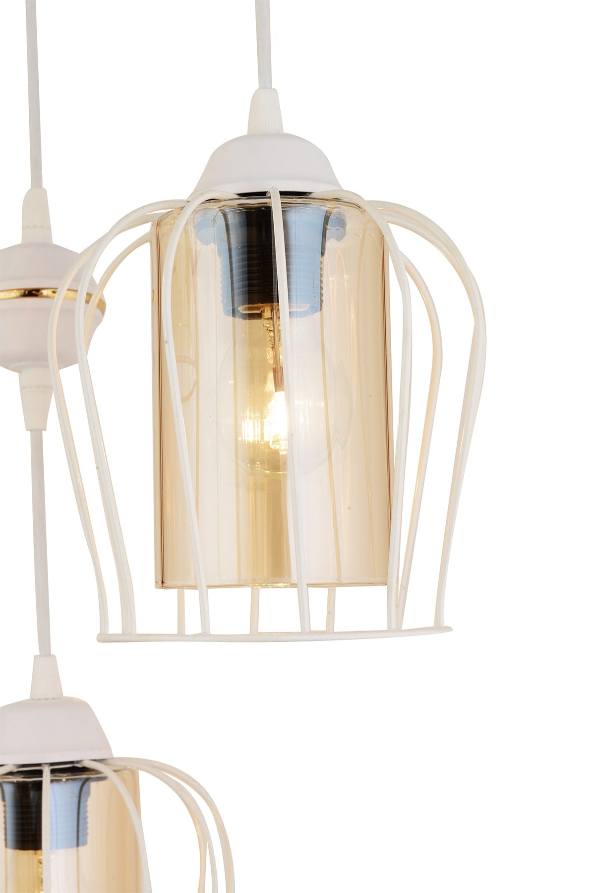 Parachute Pendant Lamp 3-Piece White Modern Downward Facing Chandelier