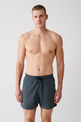 Men's Anthracite Quick Dry Standard Size Straight Swimwear Marine Shorts E003801