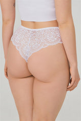 White Lace Tulle Detailed Plus Size Women's Brazilian Panties - Swordslife