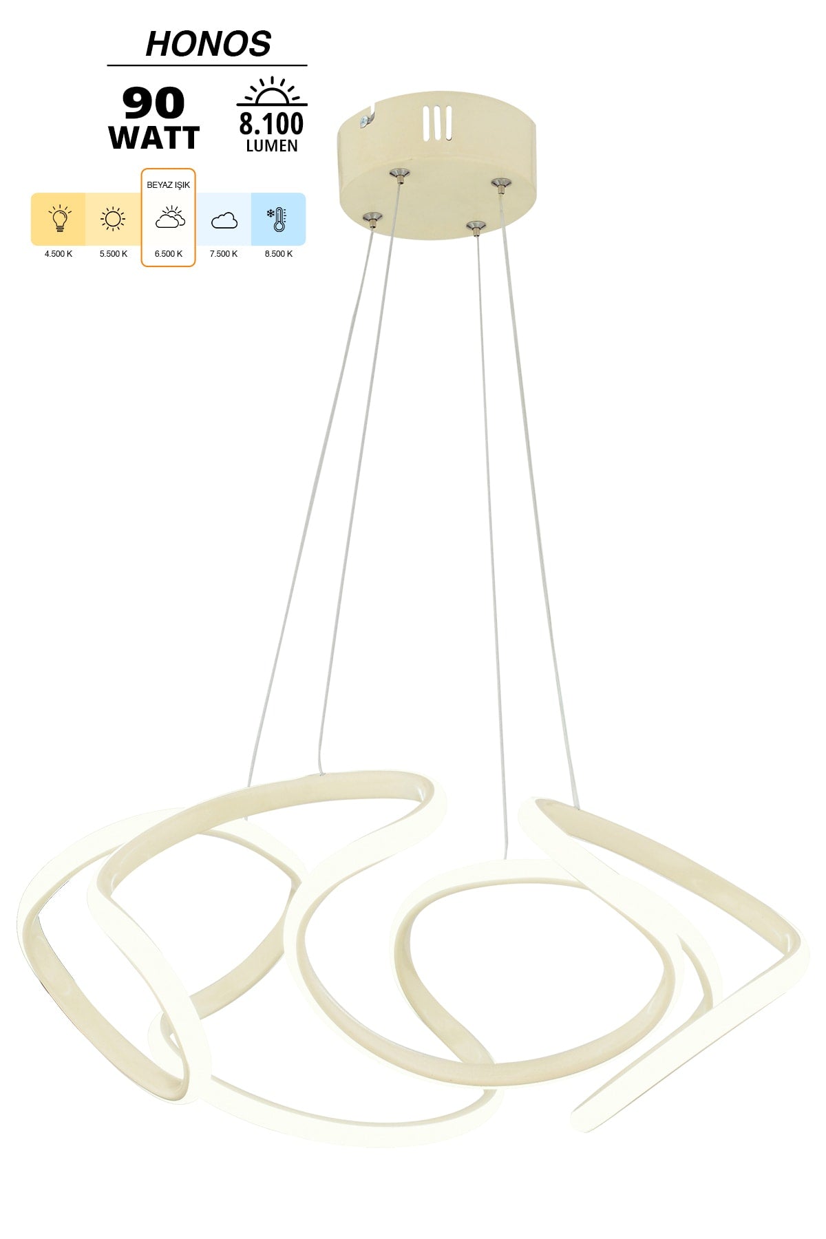 Honos Cream Modern Pendant Lamp LED Chandelier Living Room Kitchen Room LED Chandelier
