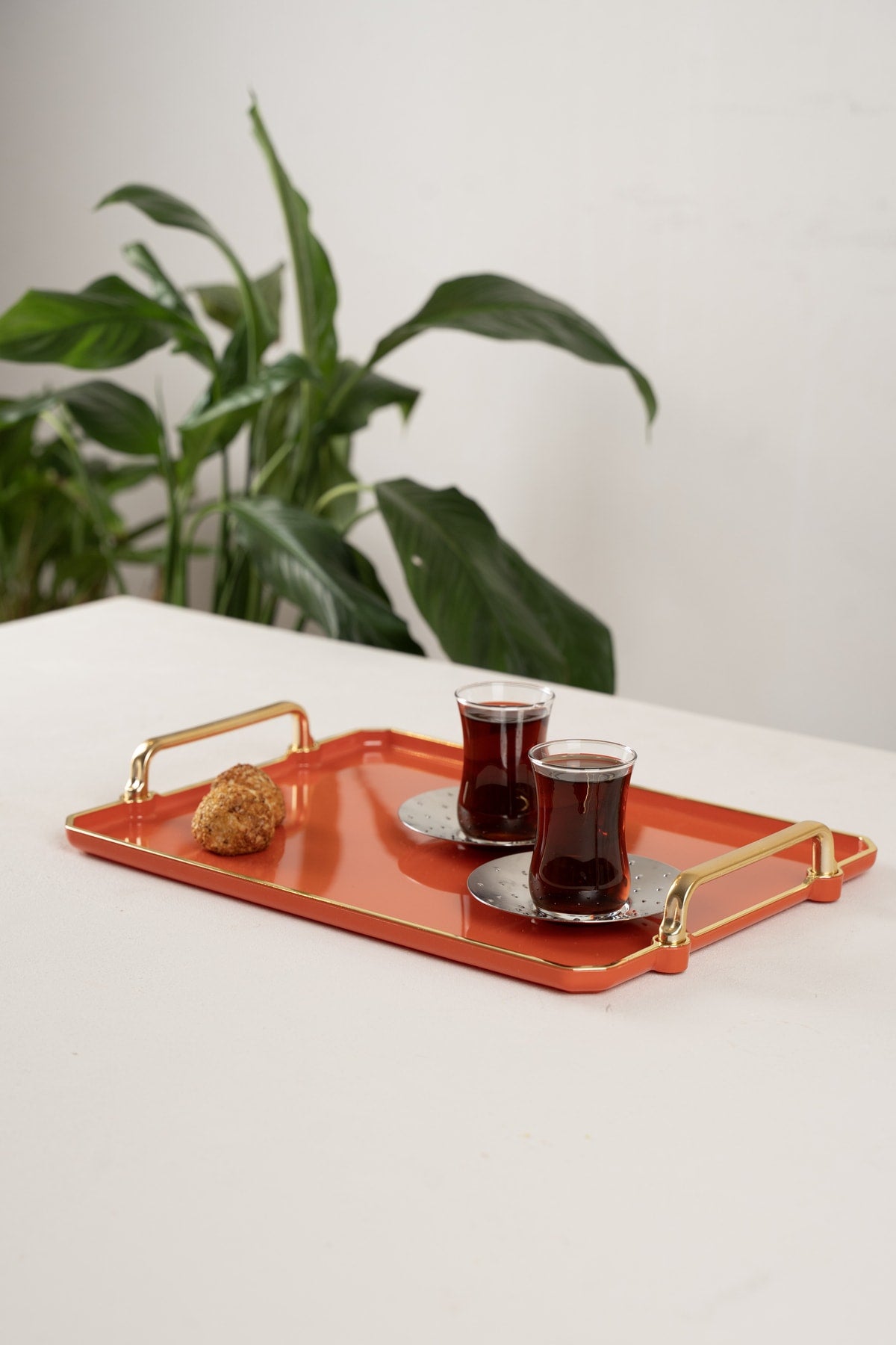 Orange Tray Presentation Decorative Home Tableware Kitchen Tea Coffee Tray