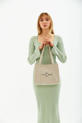 Cream U45 Snap Closure The Tote Bag Embroidered Canvas Fabric Daily Women's Arm And Shoulder Bag 25x30