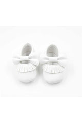 White Bow Tasseled Baby Shoes