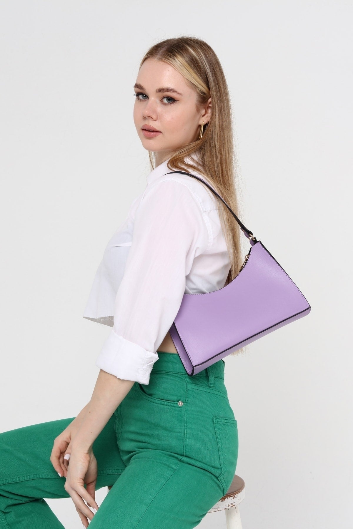 Lilac Baguette Baguette Hand And Shoulder Bag Gc009020