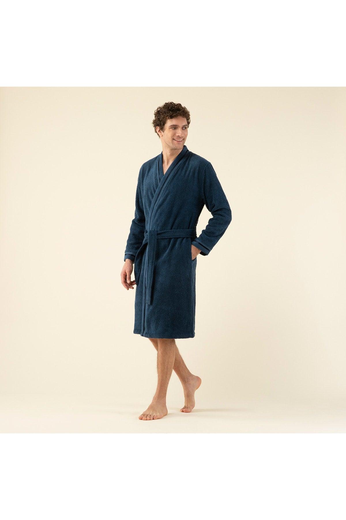 Chic Men's Bathrobe Marine Blue - Swordslife