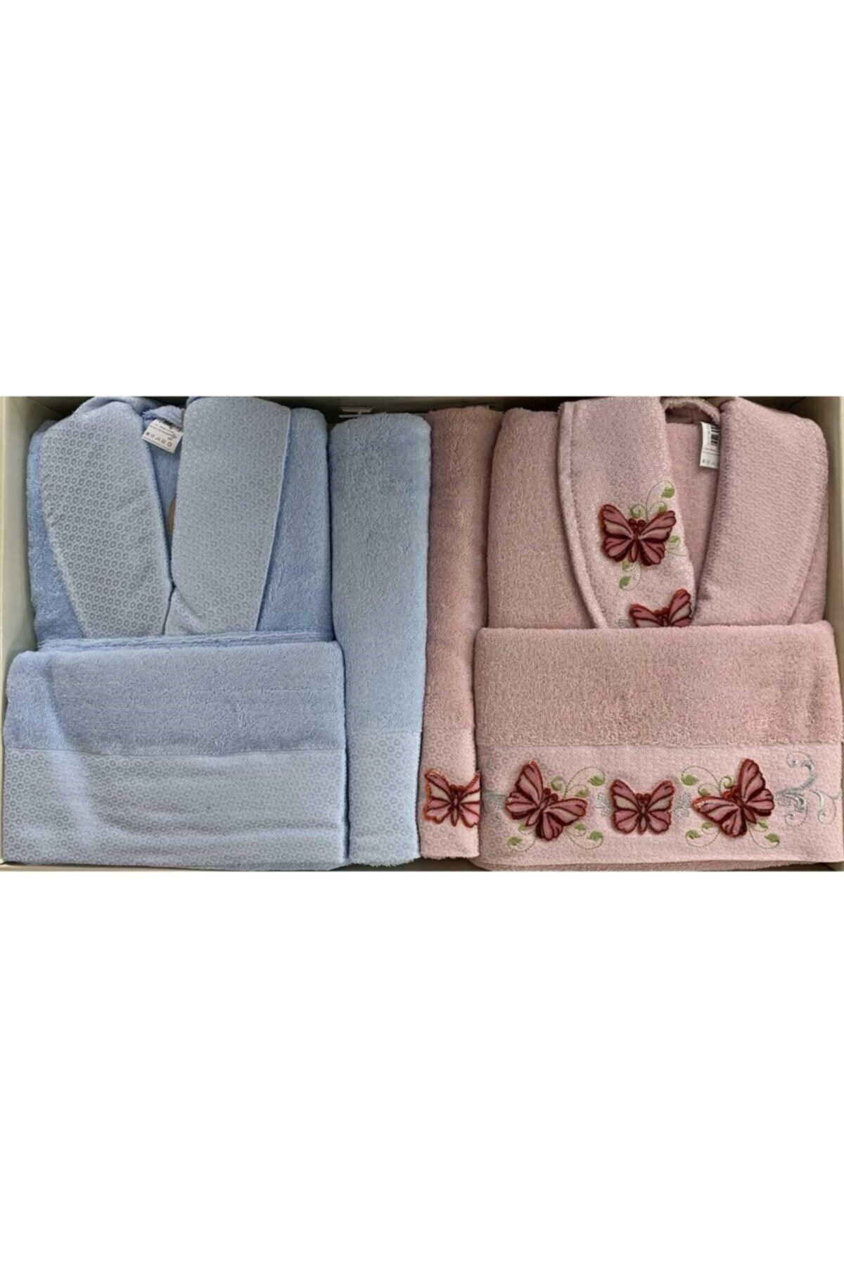 Elfin Blue-pink Family Bathrobe Set Butterfly - Swordslife