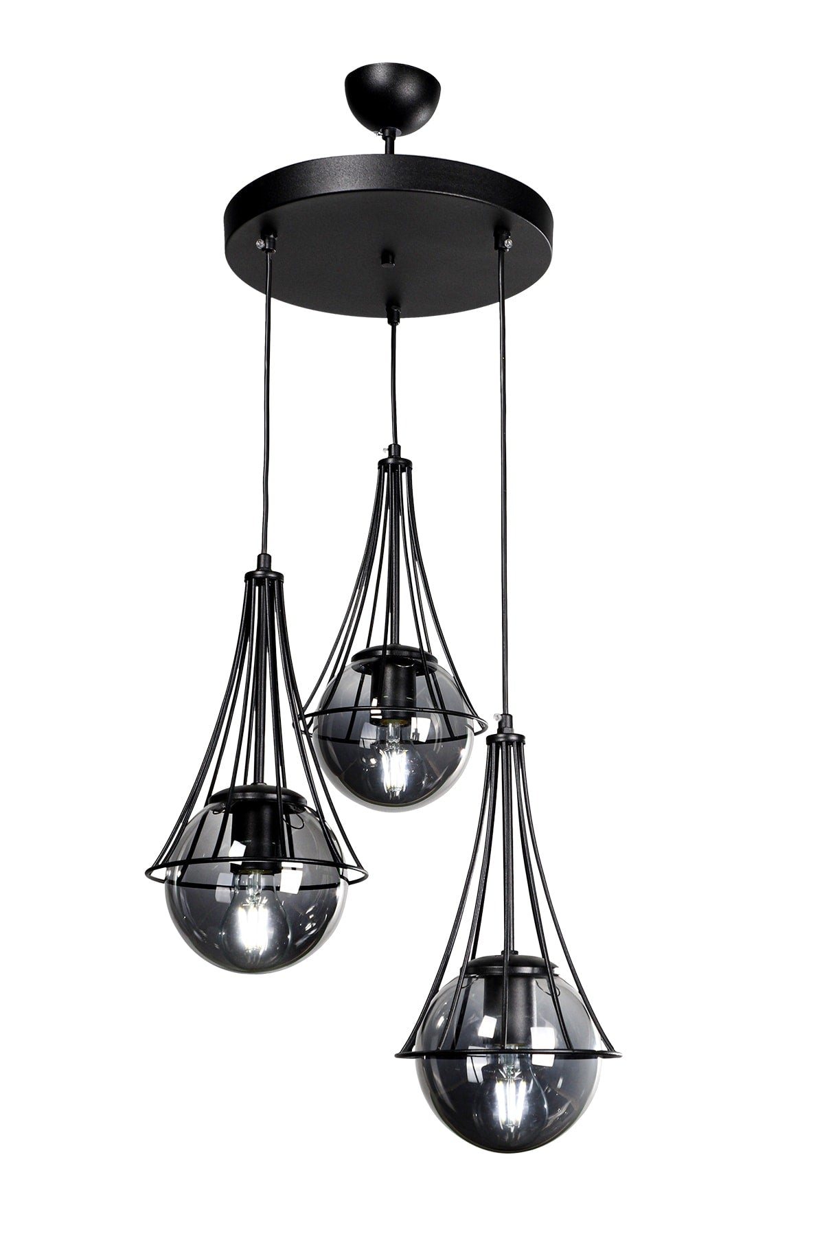 Lapis 3rd Black-smoked Globe Glass Chandelier