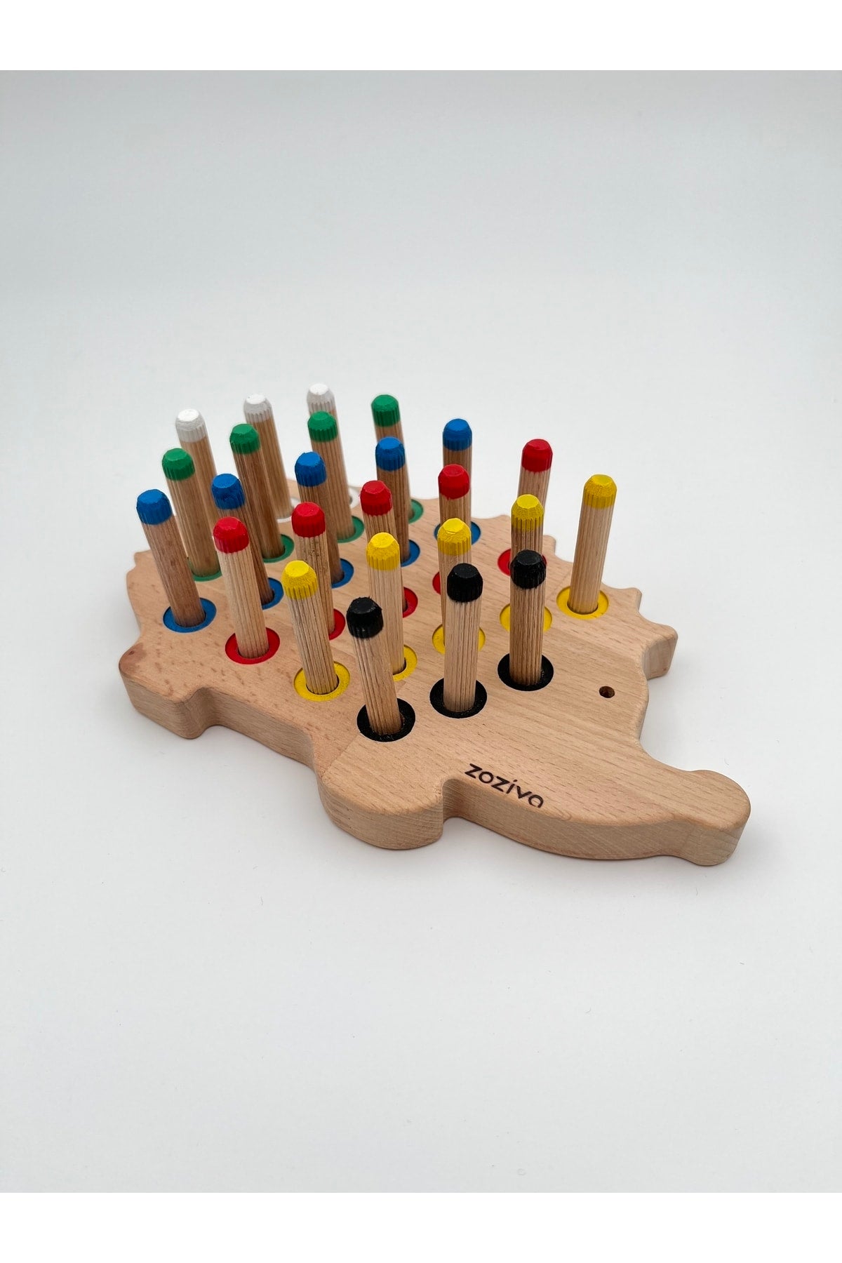 Montessori Educational Wooden Toy – Plug and Play Colorful Wooden Hedgehog Toy