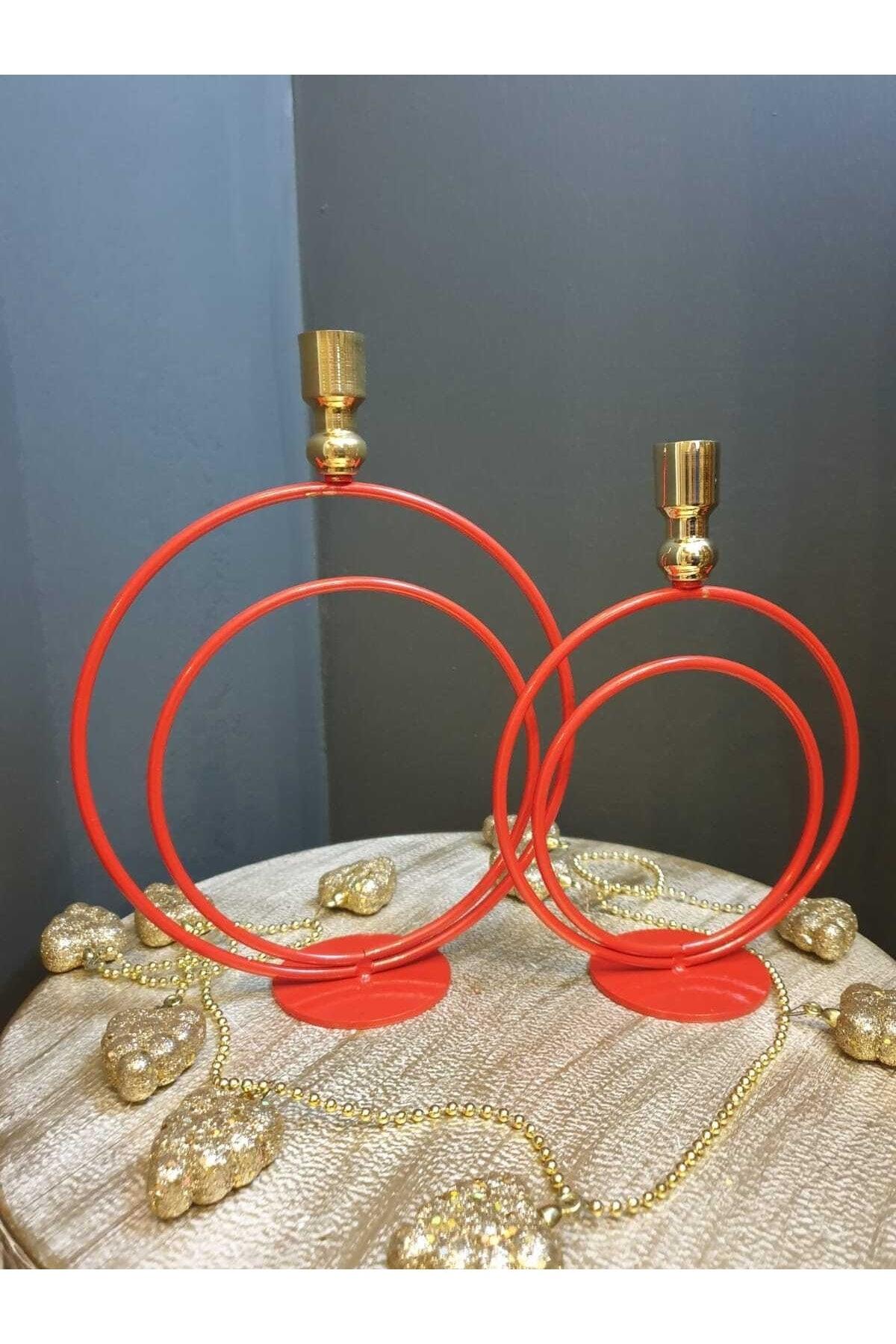 Noel Alvina Red/gold Candlestick , Candle Holder - Swordslife