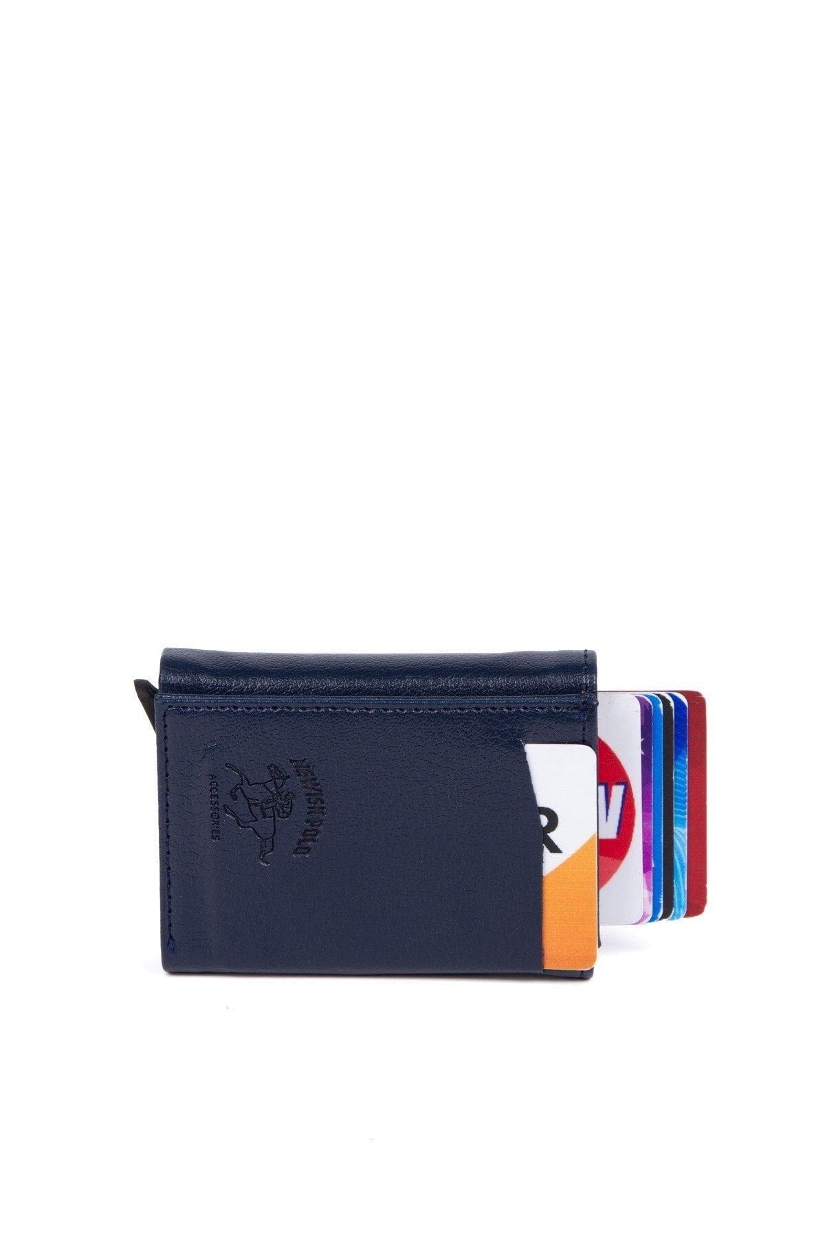 Unisex Leather Aluminum Mechanism Sliding Card Holder Wallet With Paper Money Compartment (7,5X10CM)