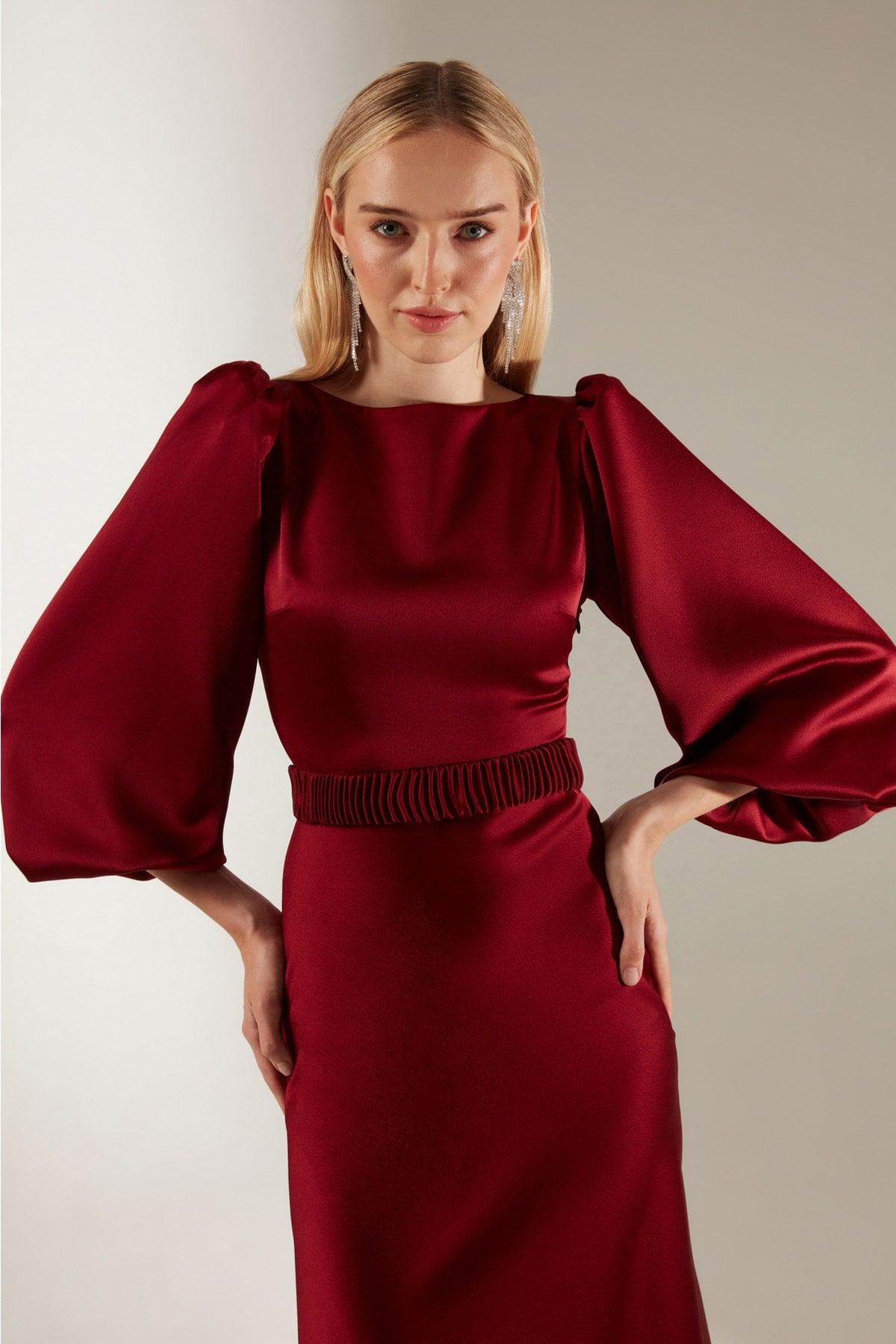 Heleny Special Design Dark Red Engagement Dress - Swordslife