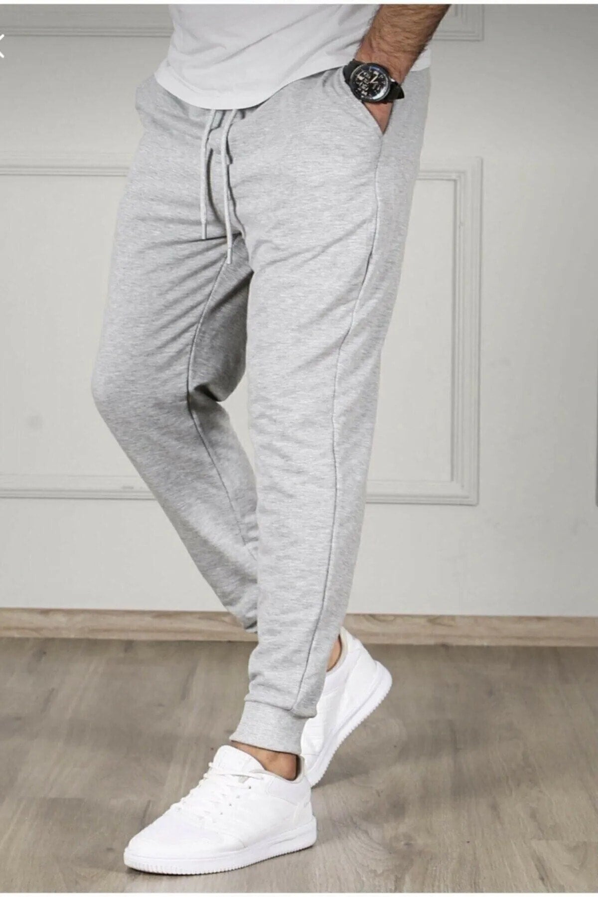 Men's Summer Gray Sweatpants Jogger Slim Fit Cotton Slim Fit