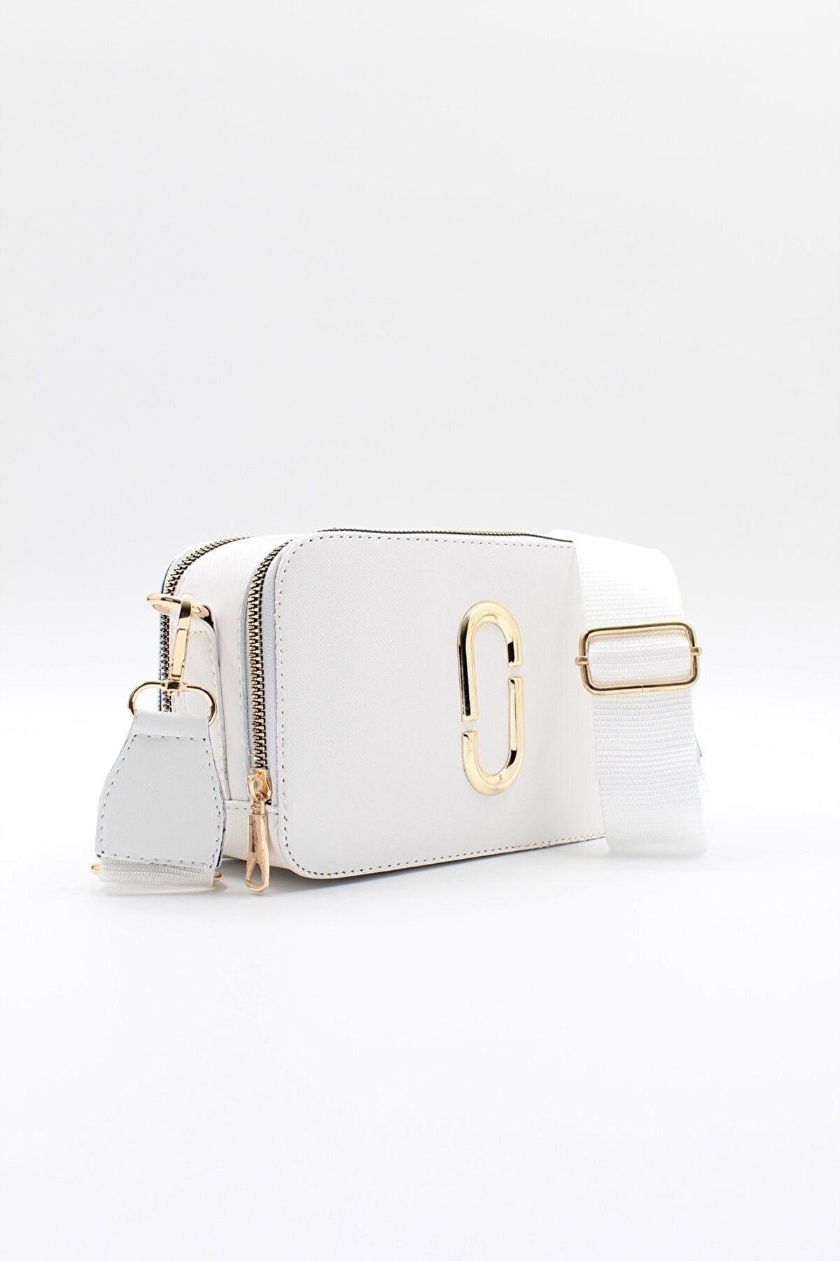 Women's White Two Eyed Pocket Hand Shoulder Bag