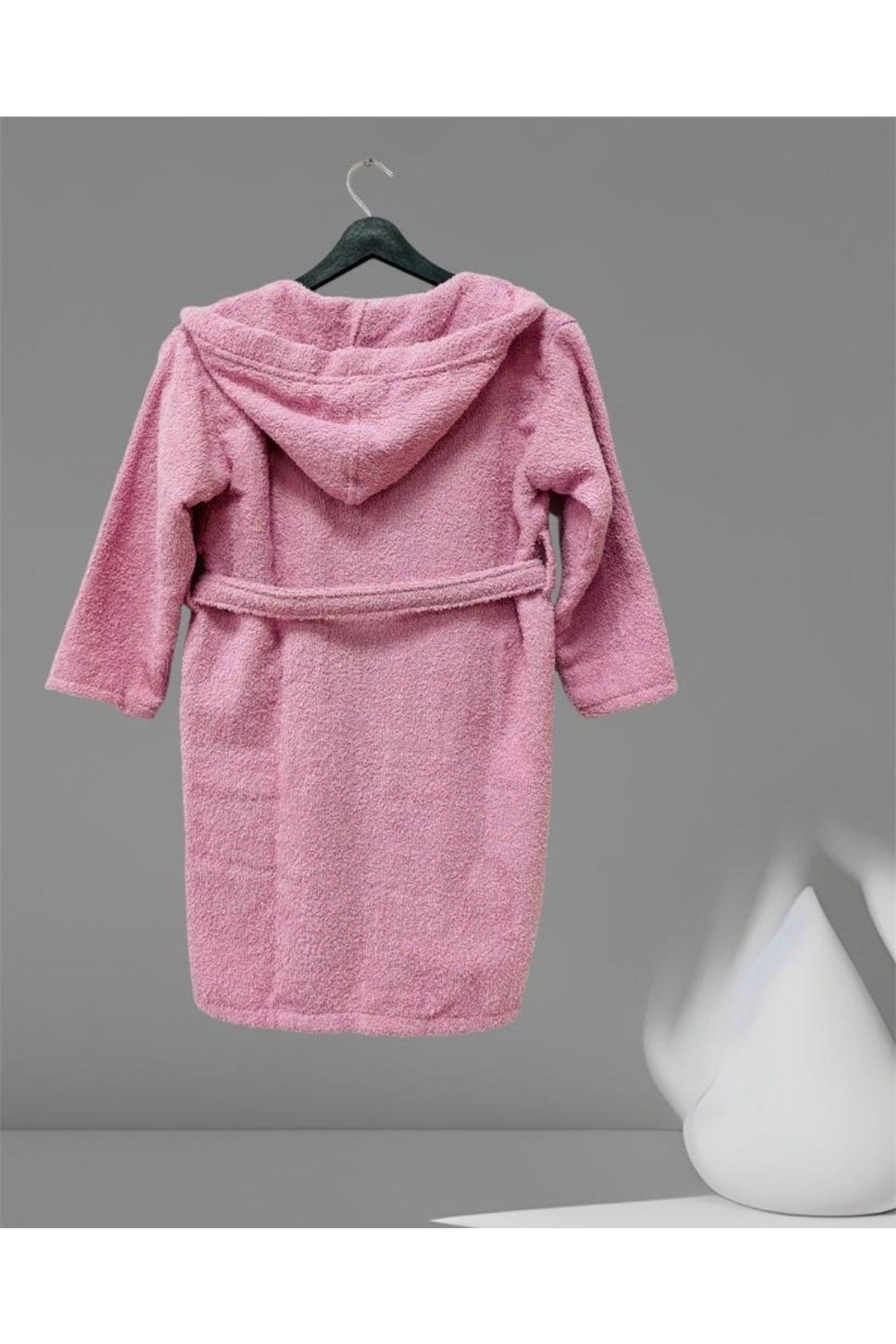 Curl Plain And Hooded Cotton Kids Bathrobe - Swordslife