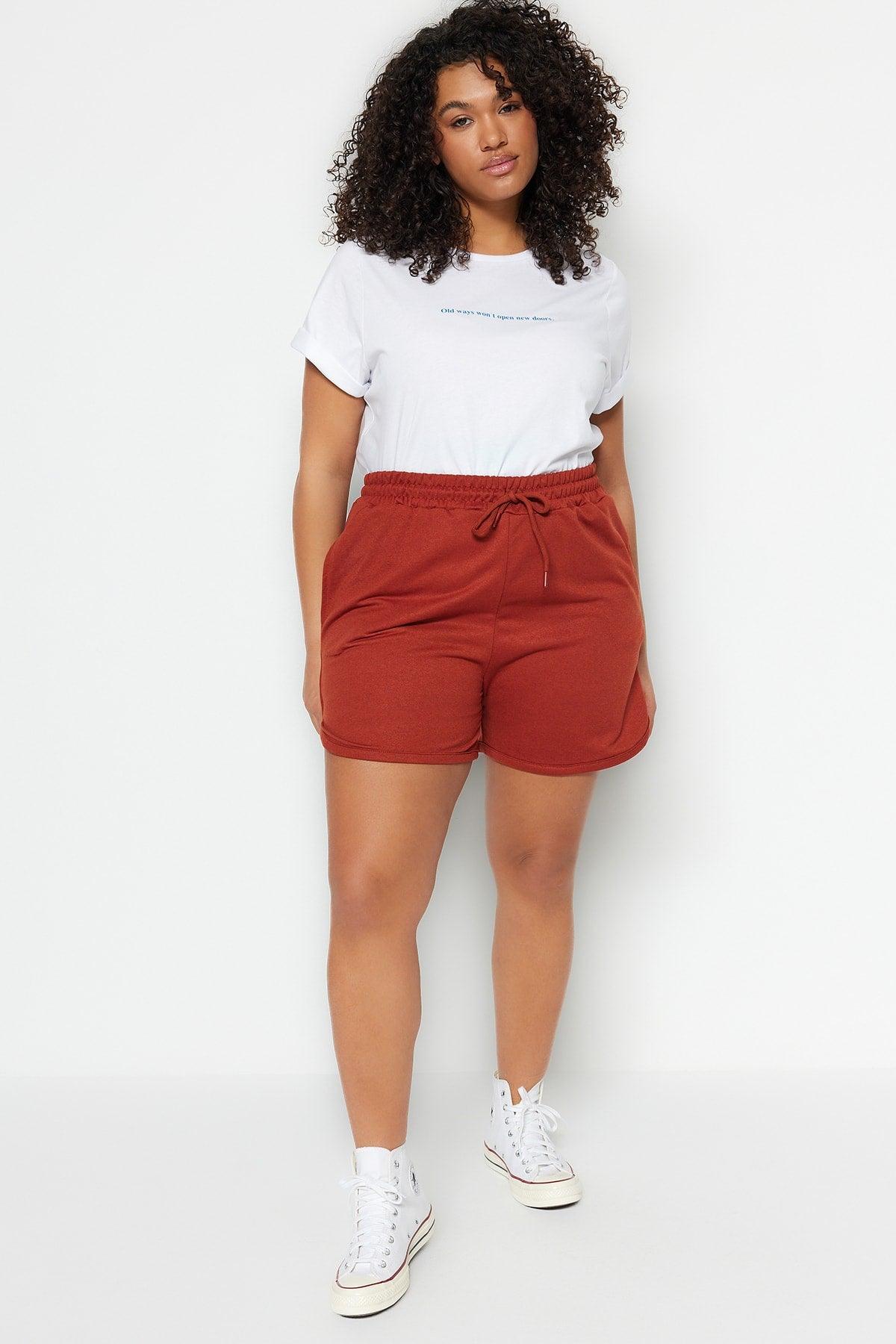 Brown Thin Knitted Shorts TBBSS23AP00002 - Swordslife
