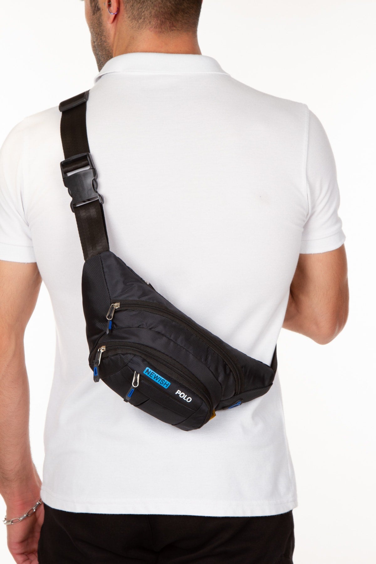 Waist And Shoulder Bag With Headphone Outlet Waterproof Black Freebag