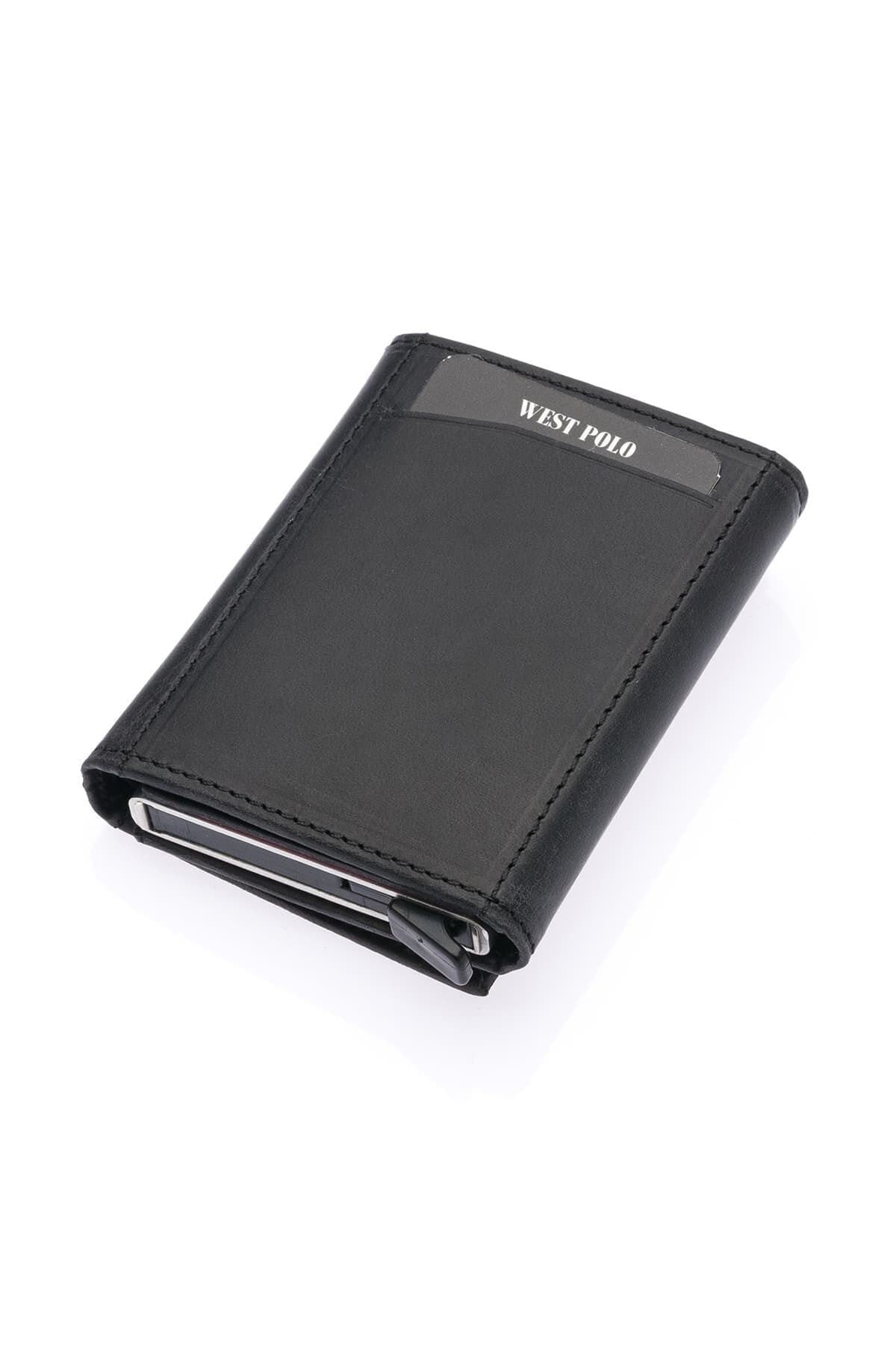 Leather Unisex Mechanism Wallet Card Holder