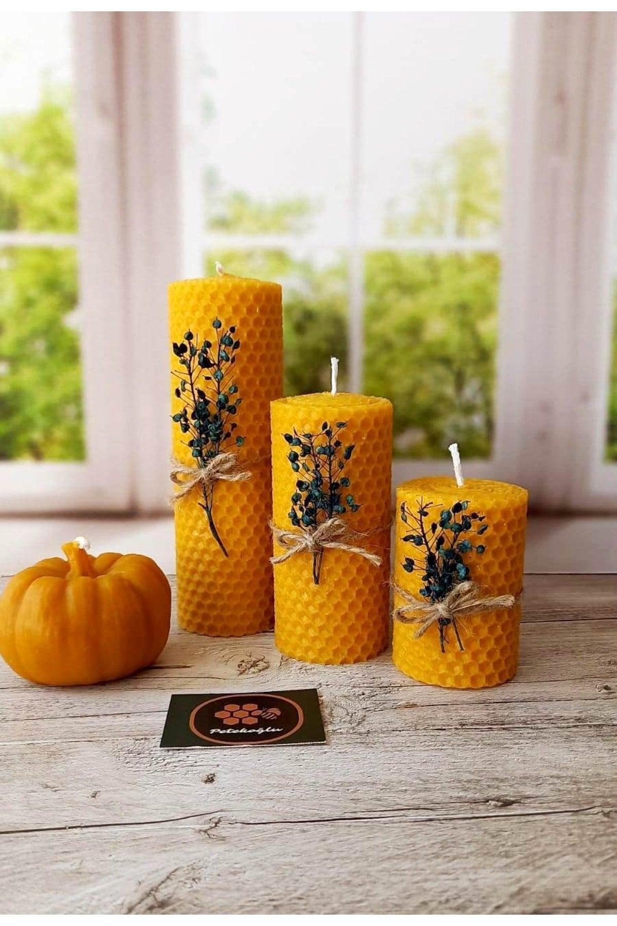 Decorative Natural Honeycomb Wax Candle Pumpkin Flower Set Beeswax Candle Gift - Swordslife