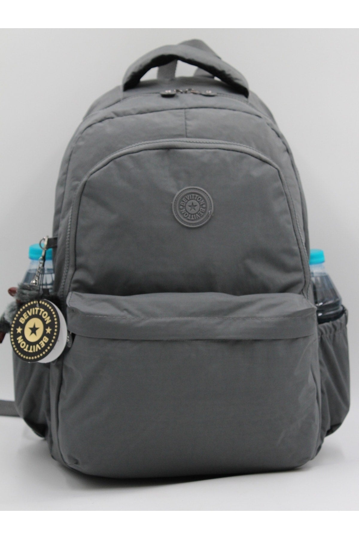 Crinkil Fabric Unisex Gray School Backpack 2200