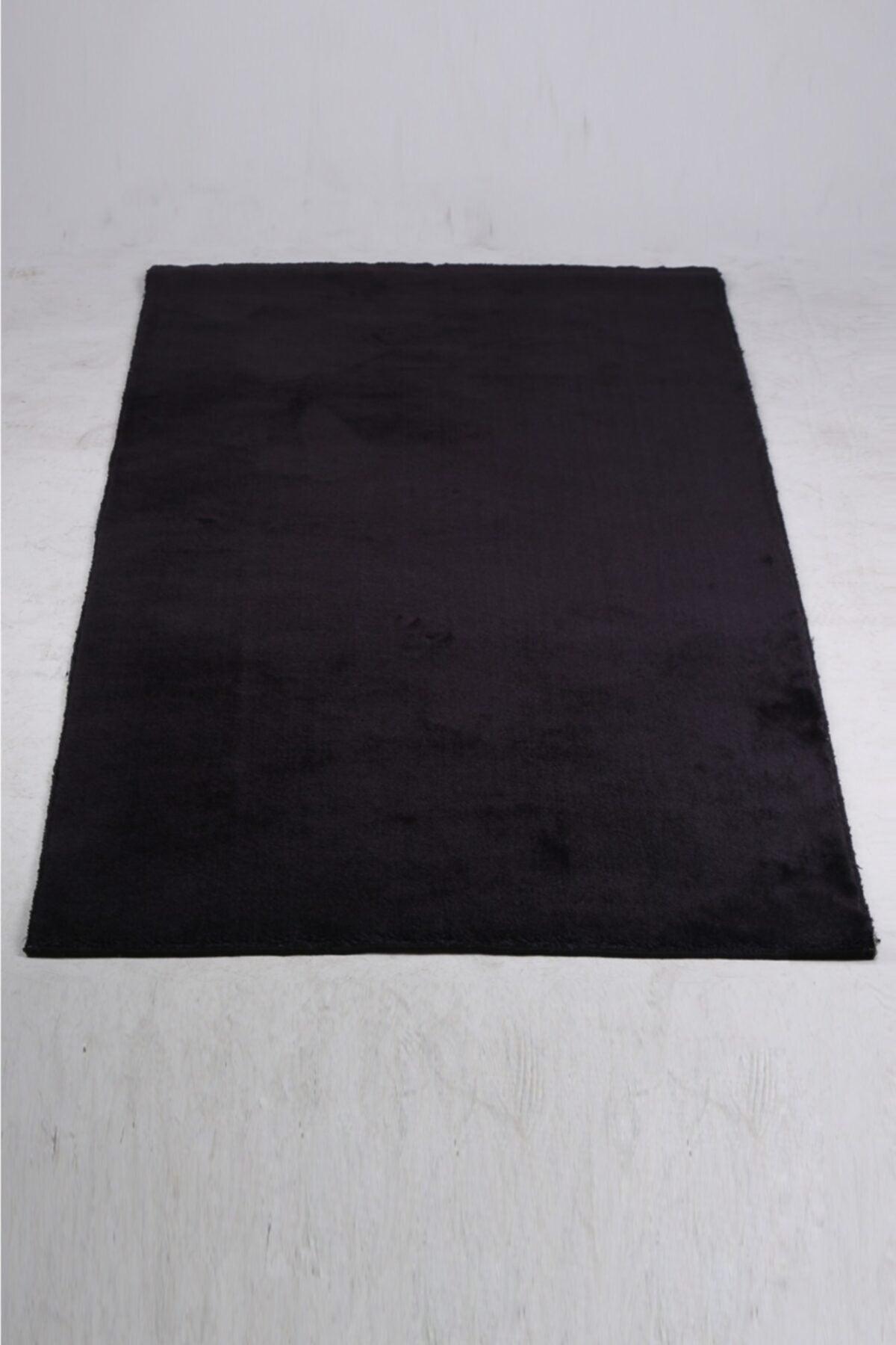 Elite Black 80x150 Cm Cornered Plush Bath Mat Non-Slip Large Size Pufidik Bathroom Rug - Swordslife