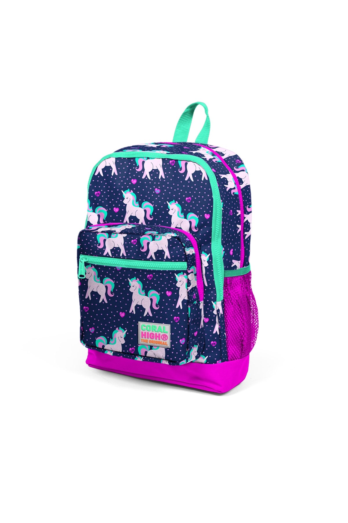 Kids Four Compartment Unicorn Navy Blue 3-Piece School Bag Set