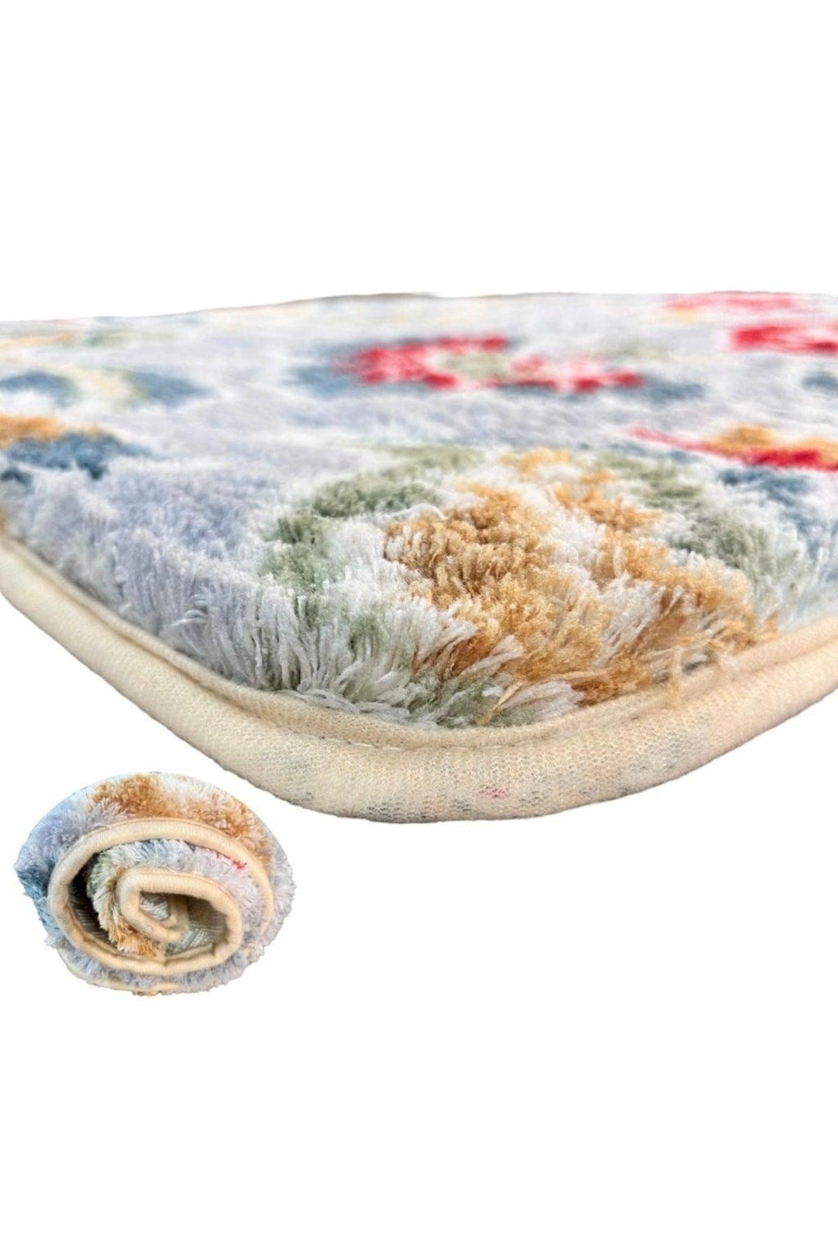 Carpet Plush Carpet Runner Flower Pattern Non-Slip Base Machine Washable - Swordslife