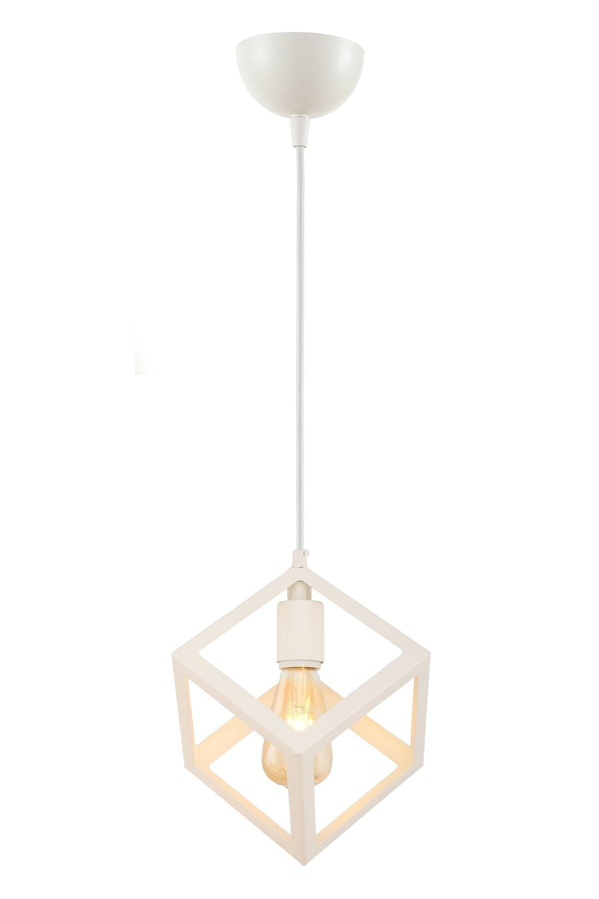 Cube Single White Chandelier