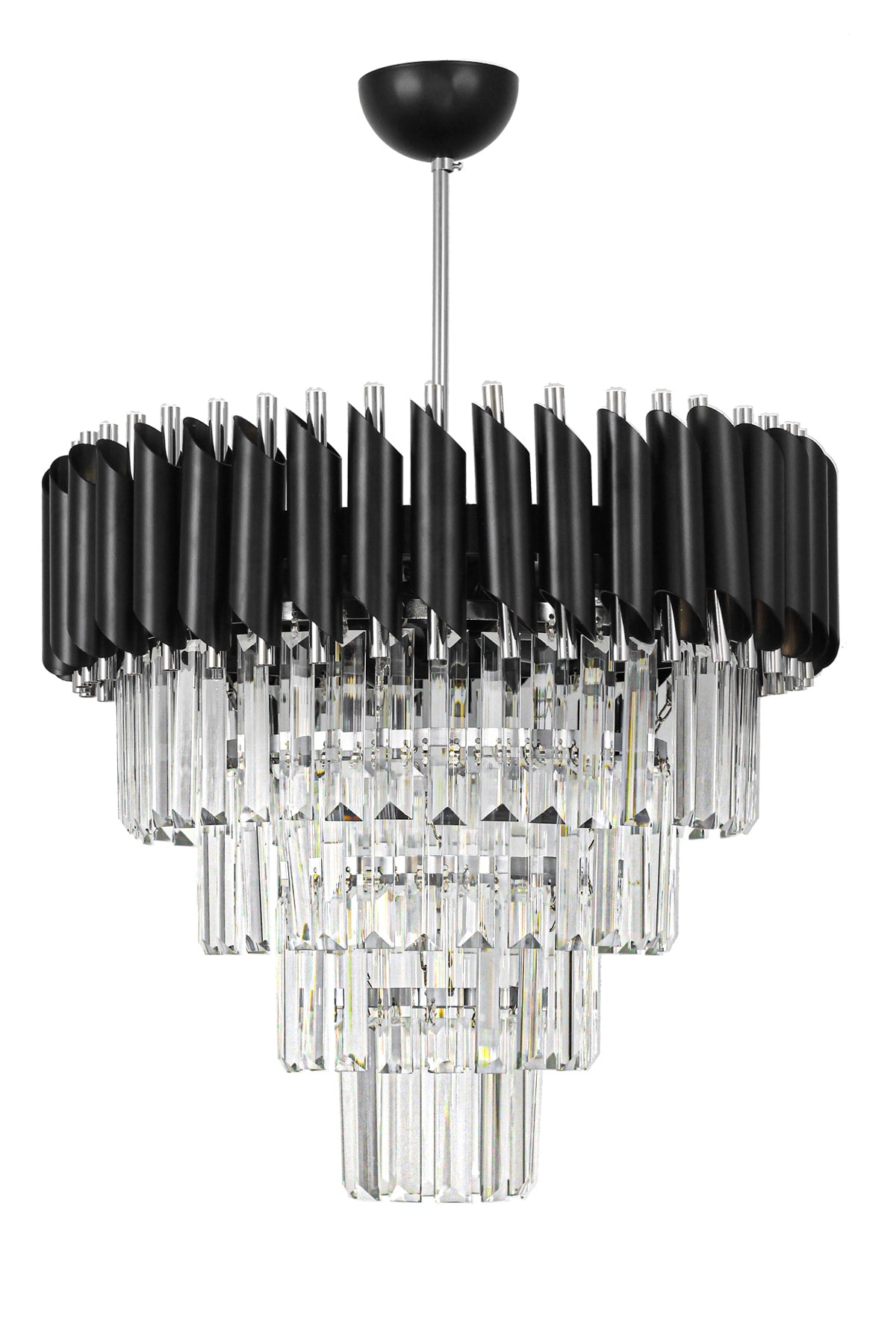 Palmira 45' Crystal Stone Luxury Chandelier - (black-chrome)