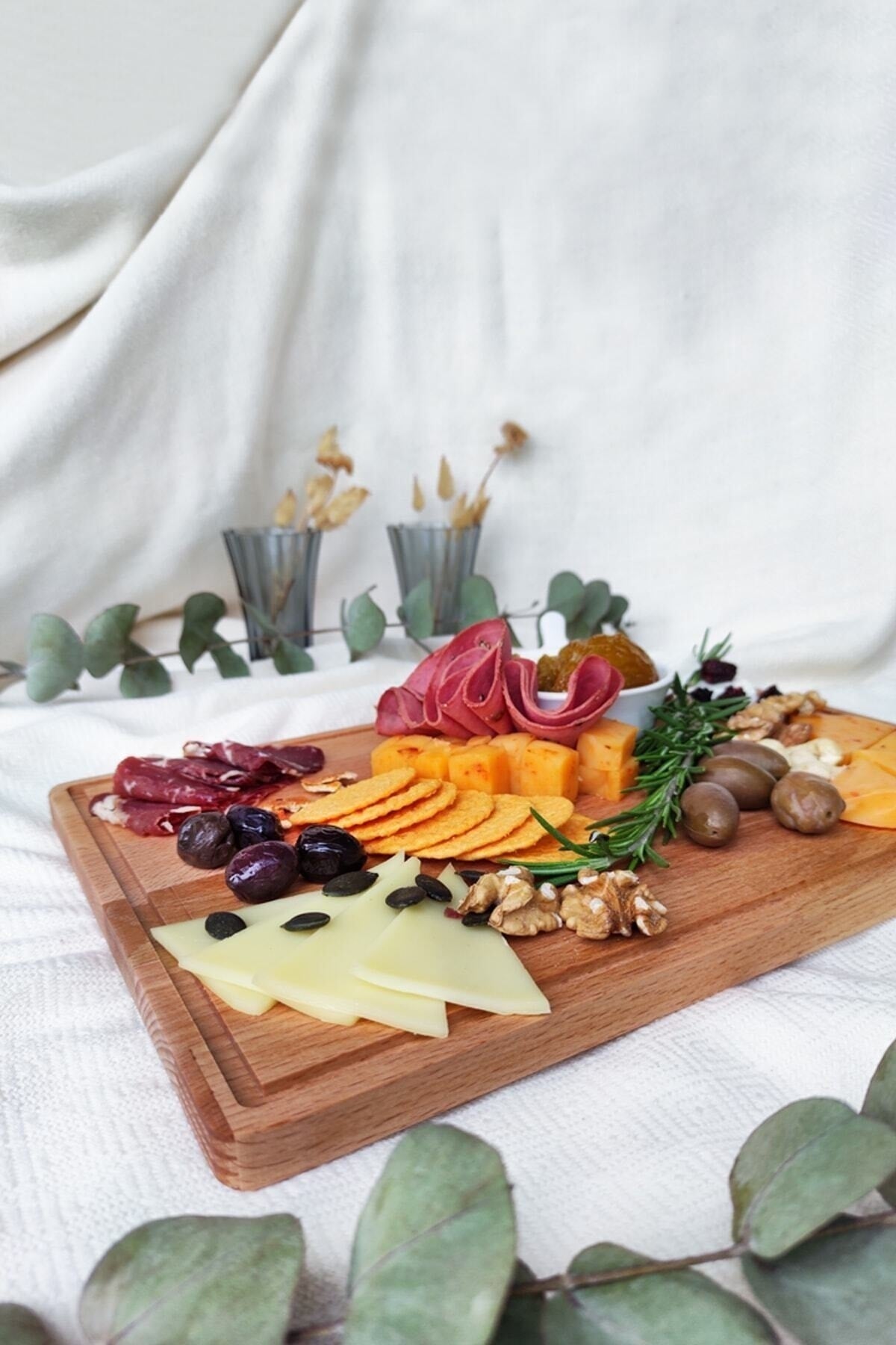 Natural Wooden Cheese And Serving Plate Rectangle Beech Wood