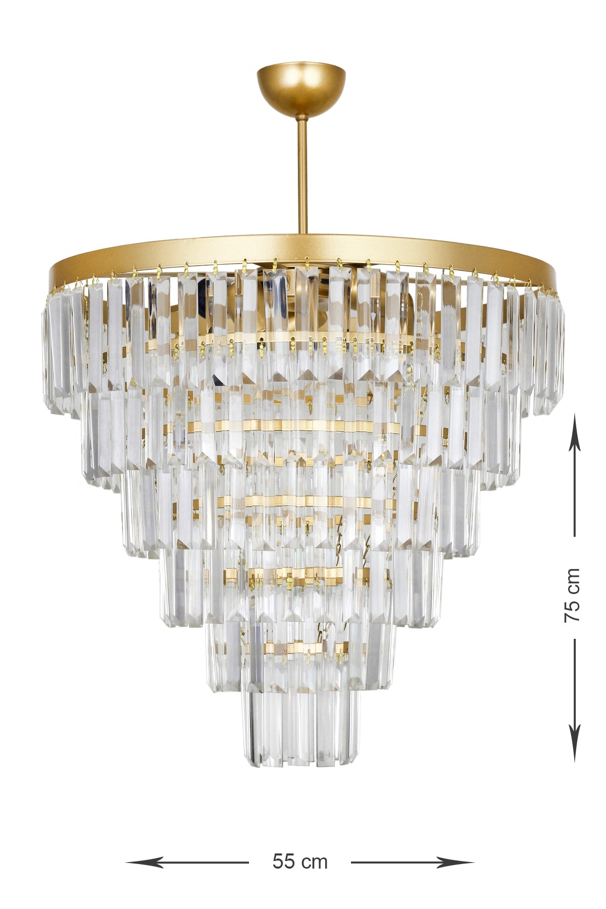 Linsa 55 Cm Crystal Glass Stone Luxury Chandelier - (Yellow Gilt)