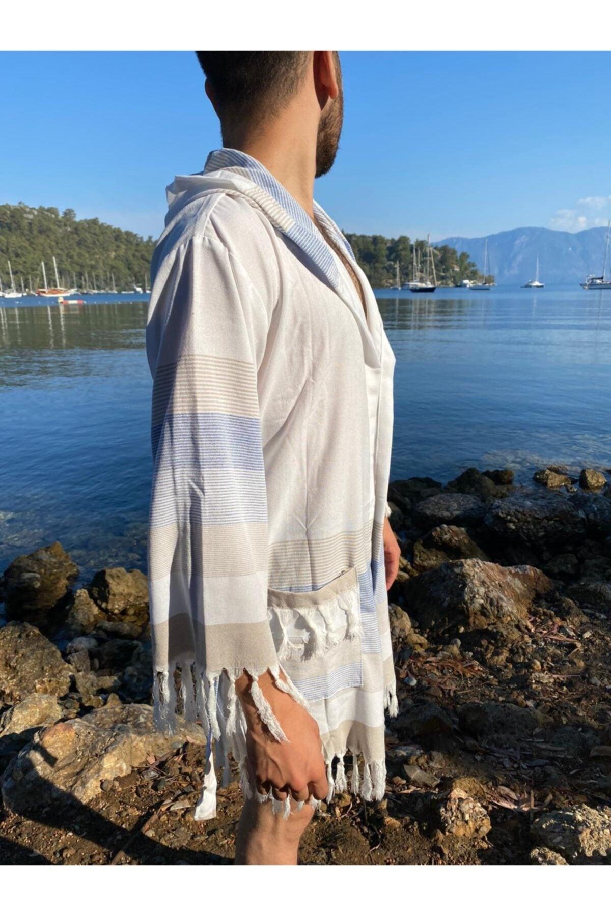 Men's Peshtemal Bathrobe - 100% Cotton; Suitable for Pool, Sea, After Shower Use - Swordslife