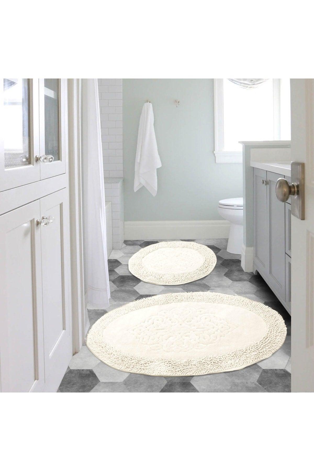 Macoroni Oval Set of 2 Bath Mats Set 100% Natural Cotton Mat Closet Set - Swordslife