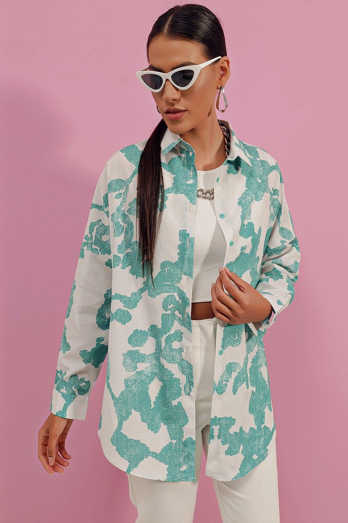 3900 Oversize Long Basic Shirt - D. Mint - Swordslife