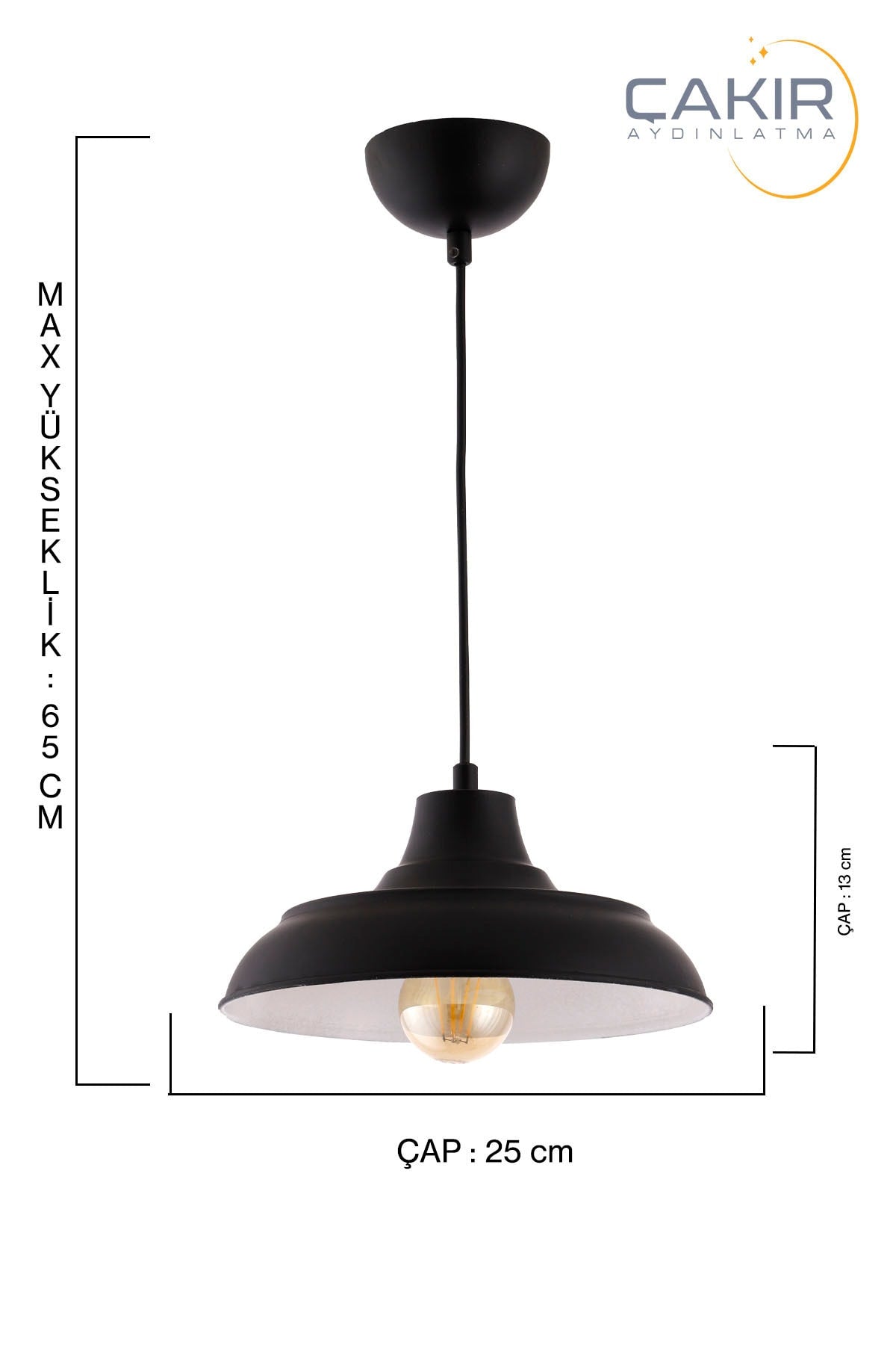 Fiyona Finish Black and White Single Pendant Chandelier - Çakır Avize