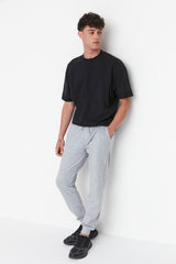 Gray Men Regular Fit Elastic Leg Basic Sweatpants TMNSS20EA0053