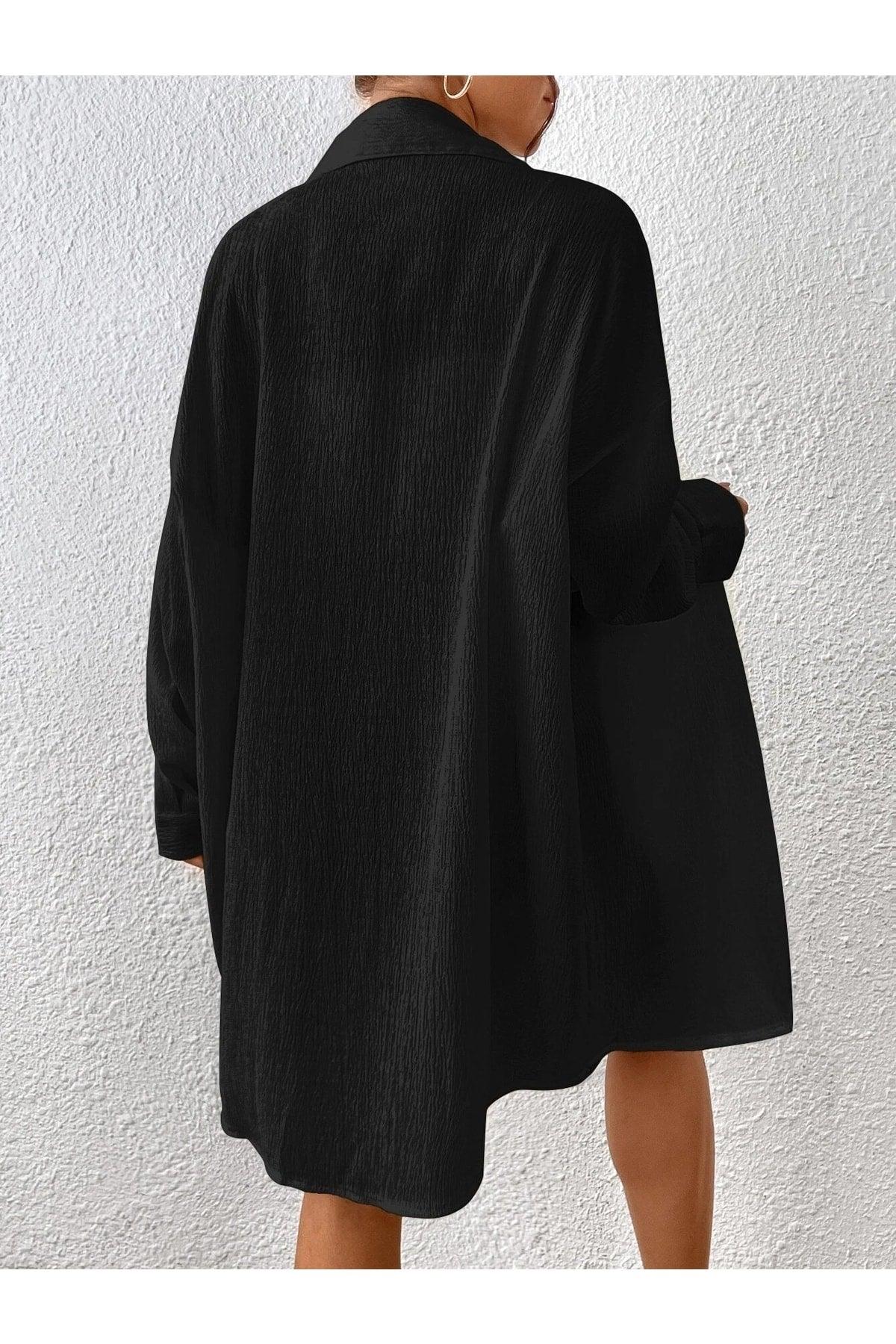 Women's Black Oversize Long Shirt - Swordslife