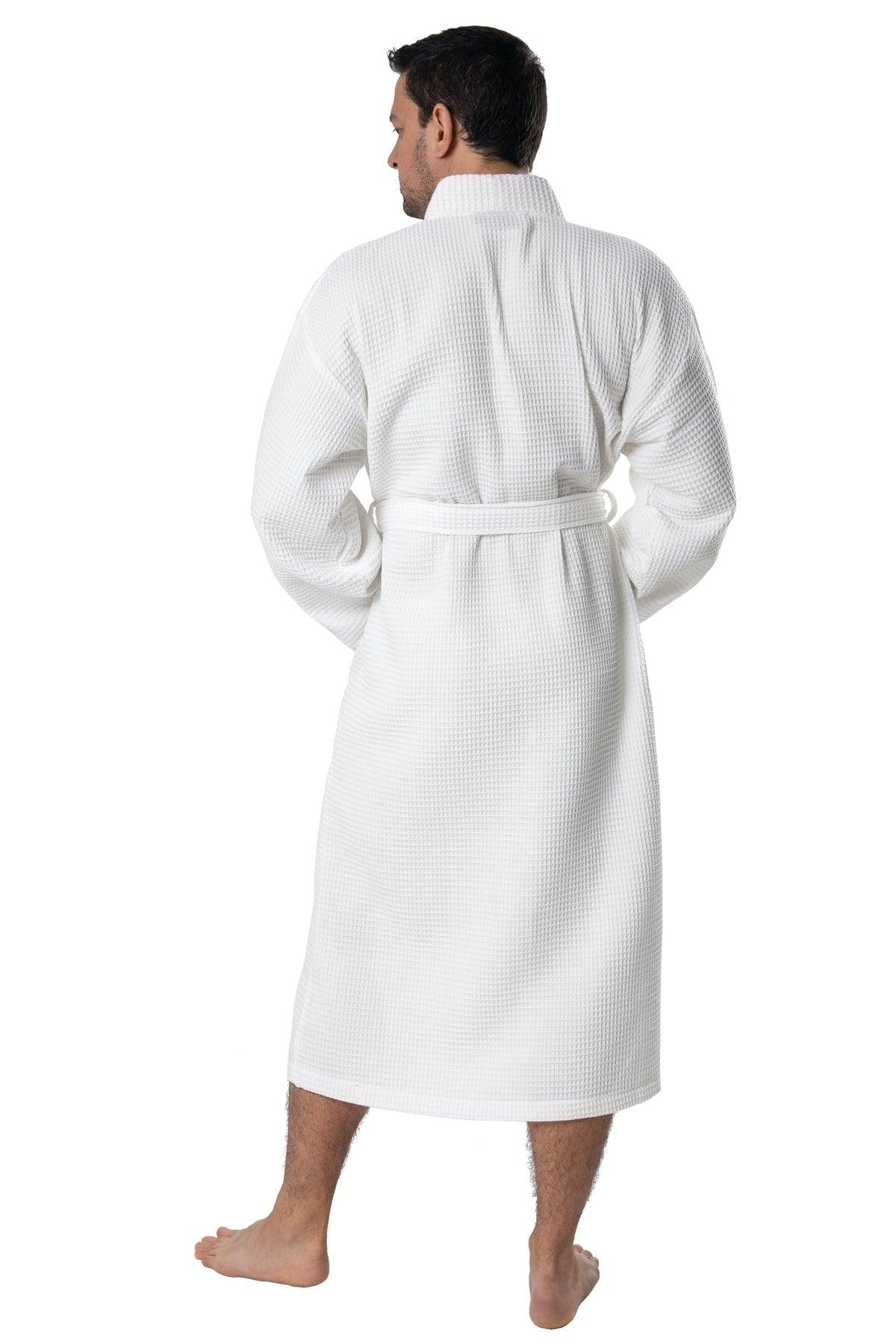 Waffle Pattern Men's Bathrobe - 100% Cotton - Italian Design - Swordslife