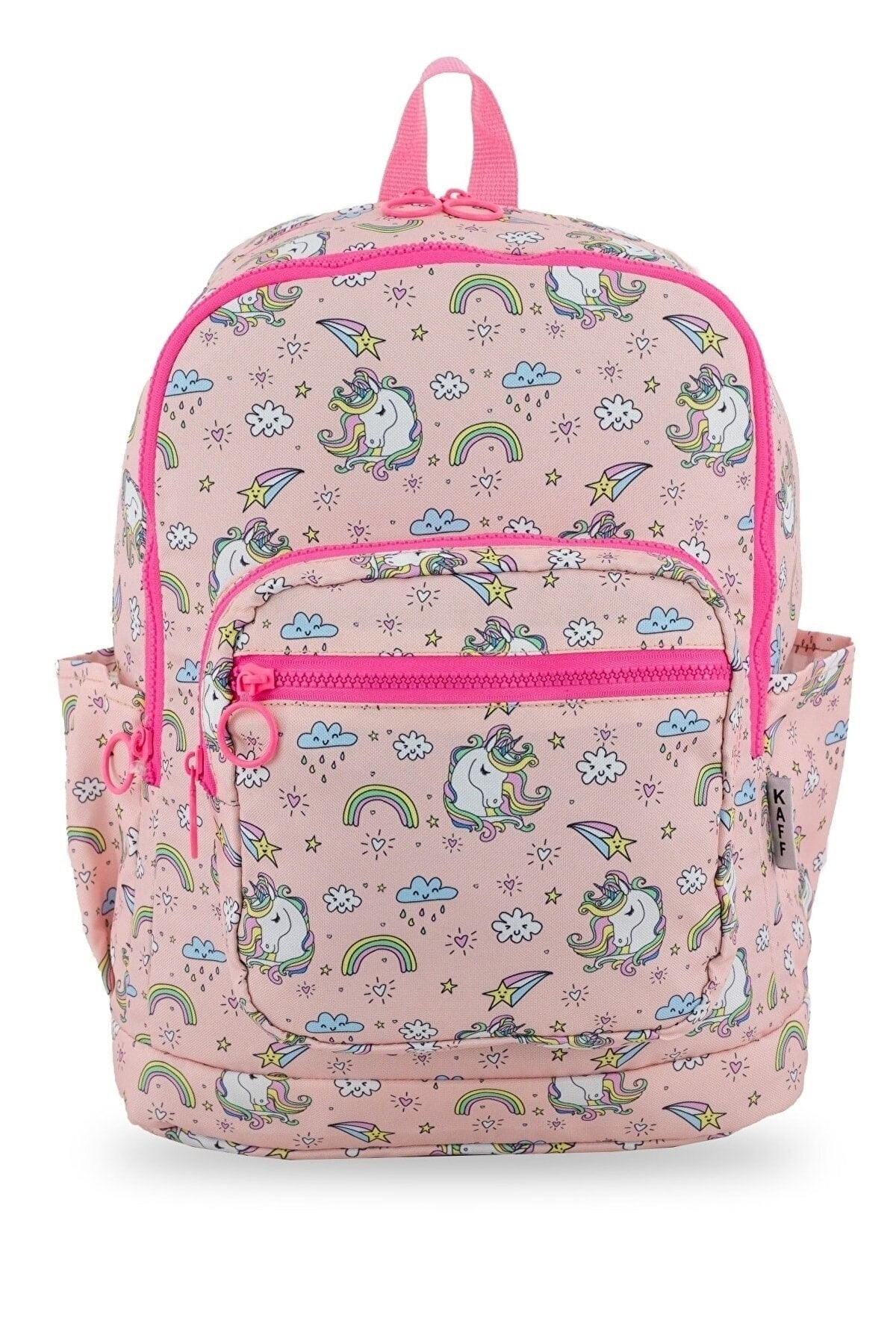 Rainbow Unicorn Pattern Pink 4-Compartment Washable Girls Primary School Backpack