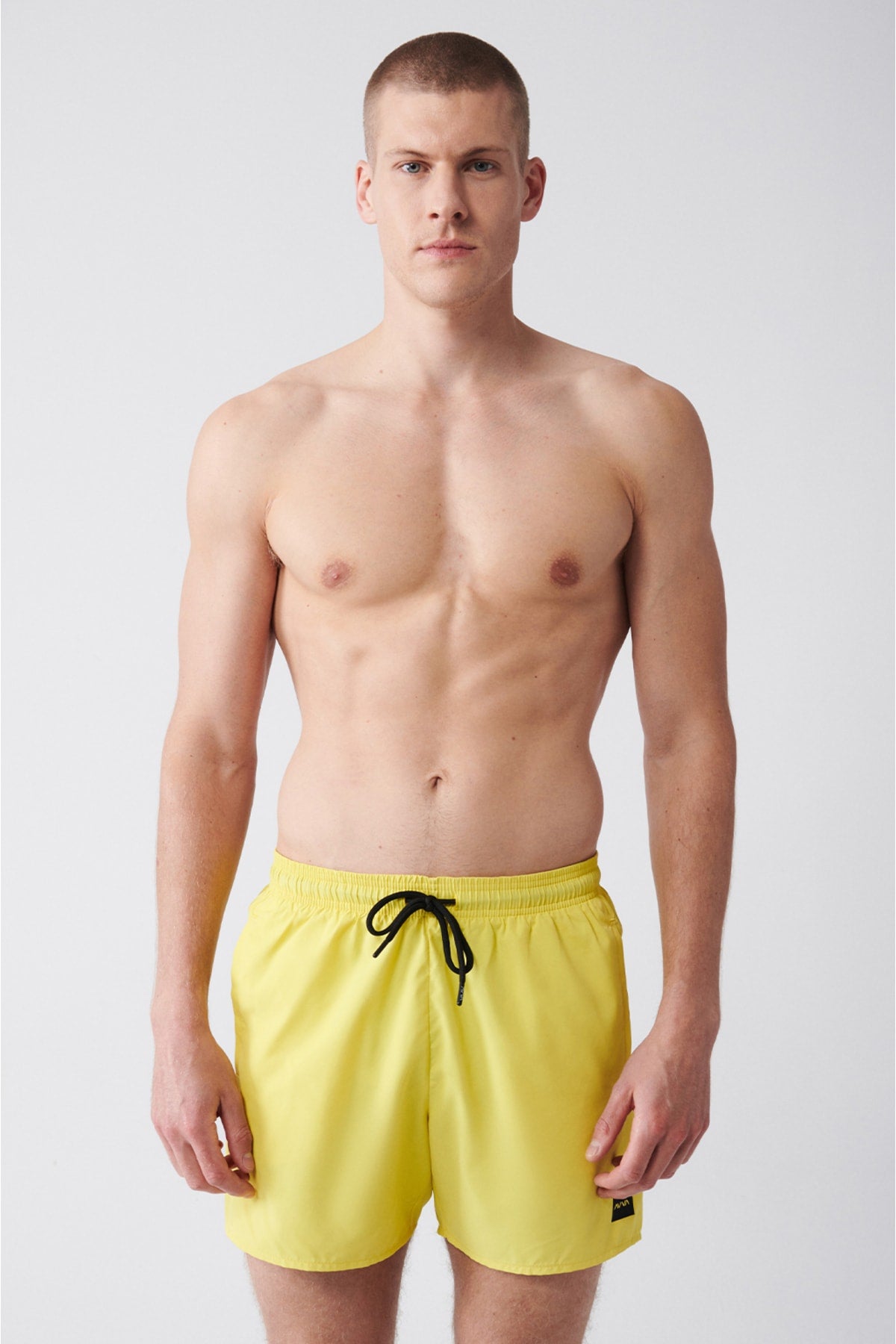 Men's Yellow Quick Dry Standard Size Straight Swimwear Marine Shorts E003801