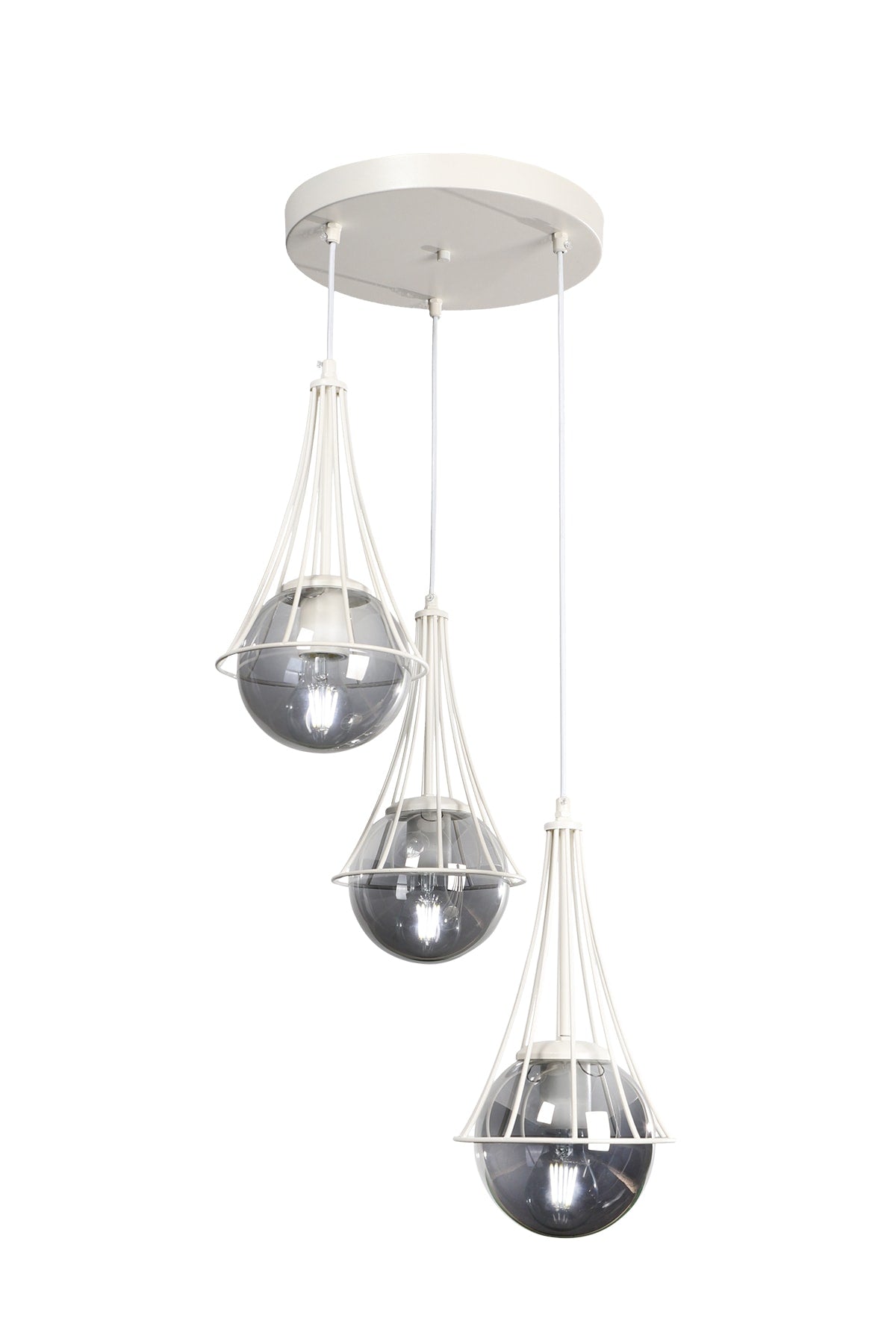 Lapis 3rd White-smoked Globe Glass Chandelier