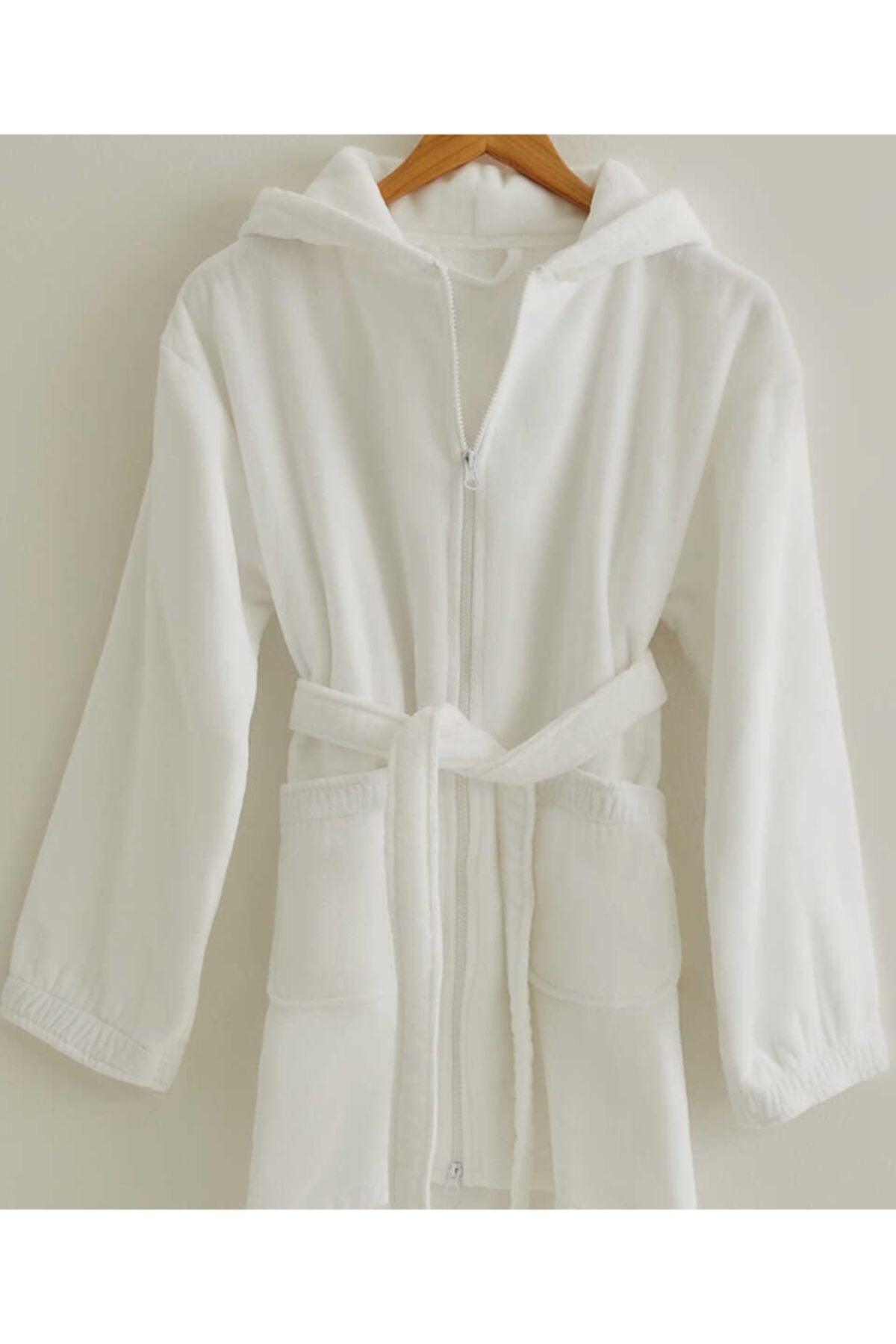 Zippered Short Bathrobe Sm White - Swordslife