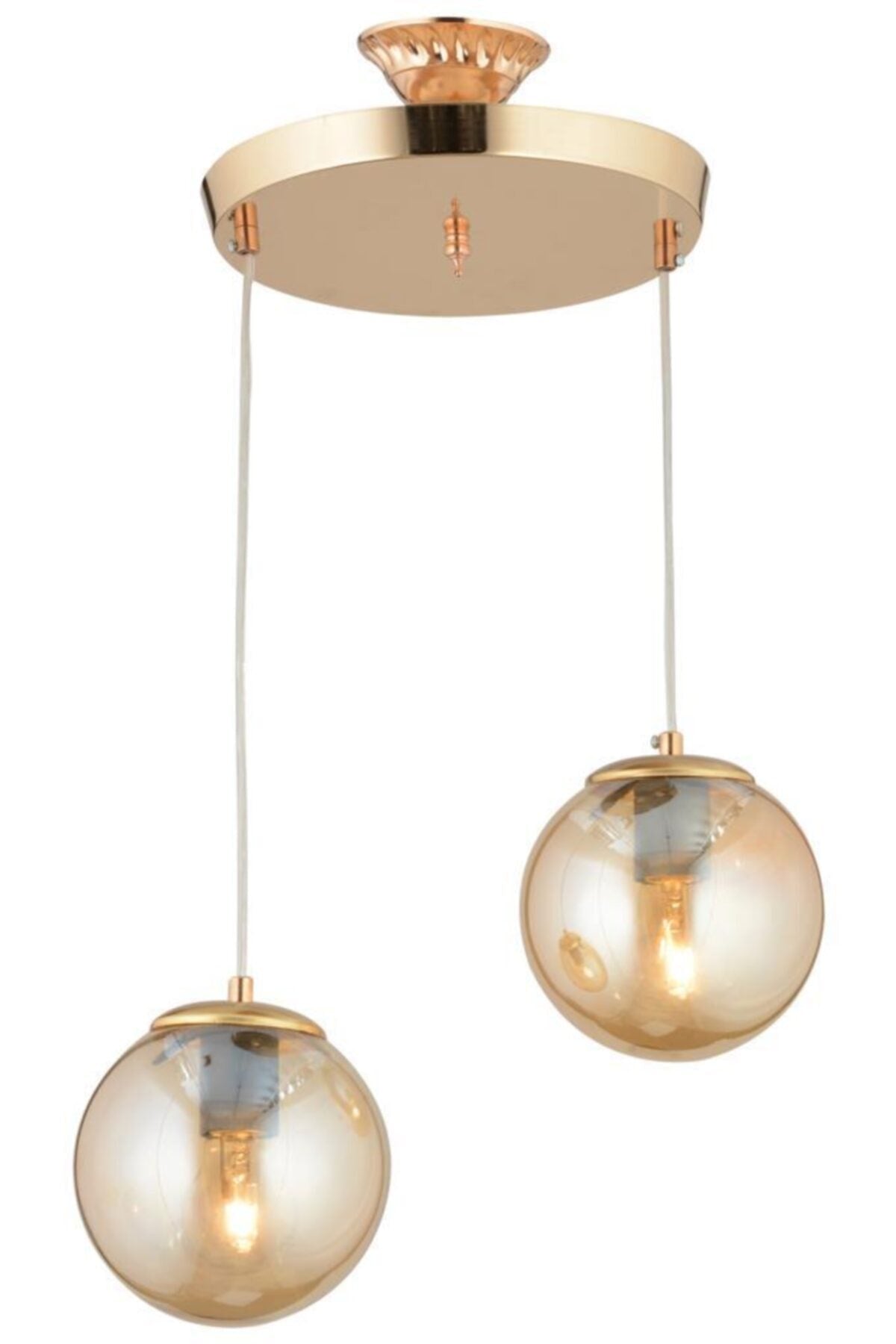 Pendant Lamp Set of 2 Gold Yellow Glop Glass Chandelier