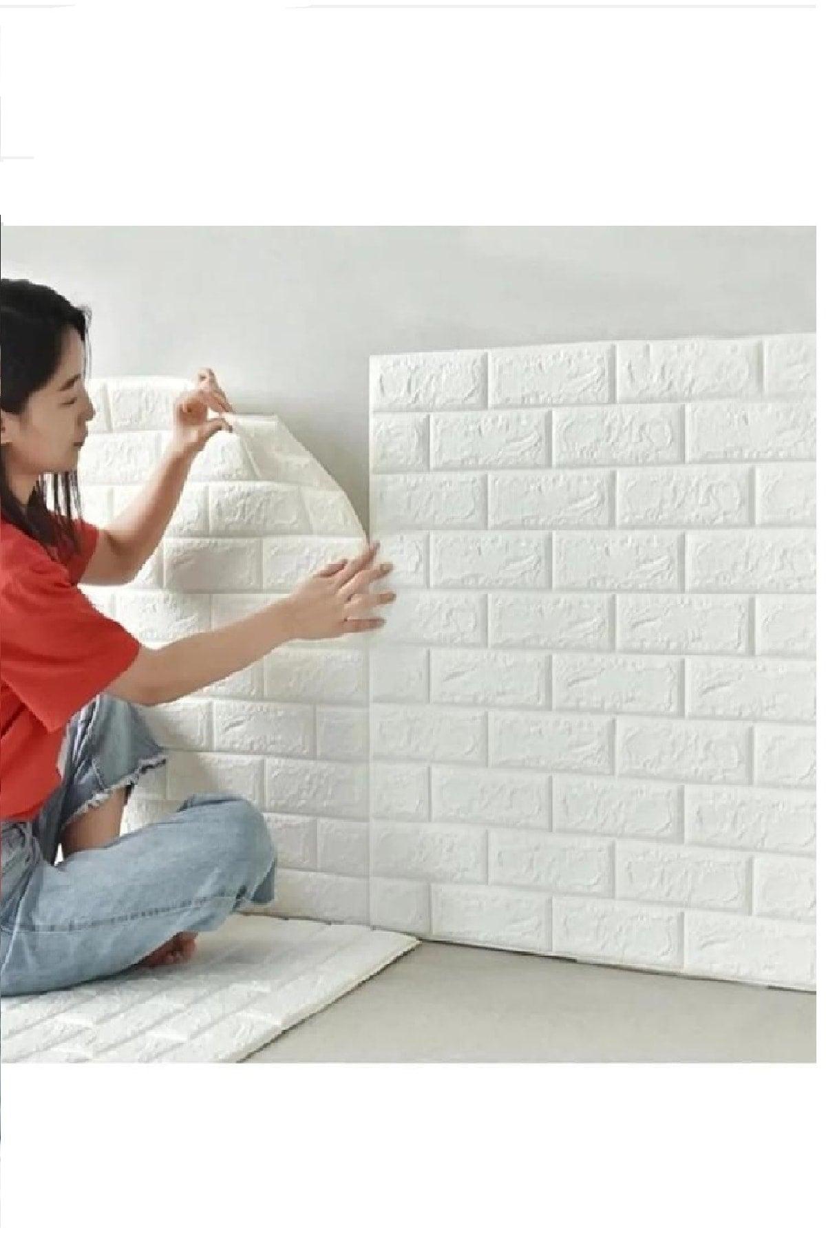 Self Adhesive Wallpaper Flexible Foam Panel 3d Dimensional Brick Pattern White - Swordslife