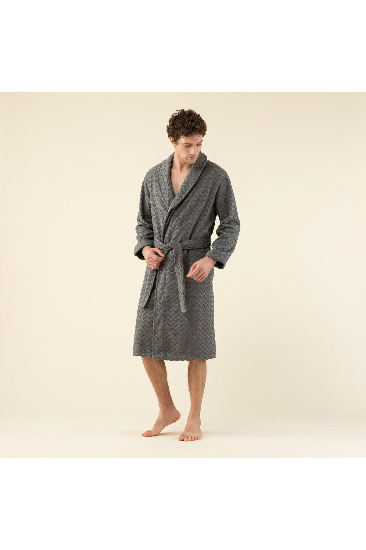 Zigzag Men's Bathrobe Anthracite - Swordslife