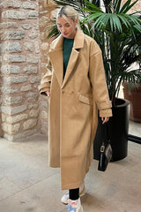 Brown Oversize Long Women's Coat Mg1584 - Swordslife