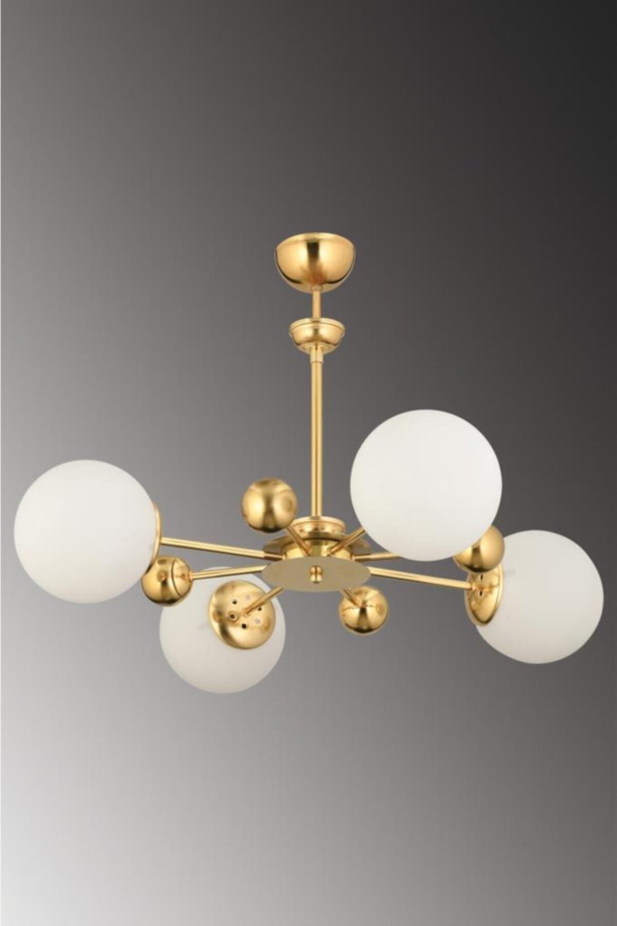 Nairobi 4-Piece Gold Case White Globe Glass Chandelier